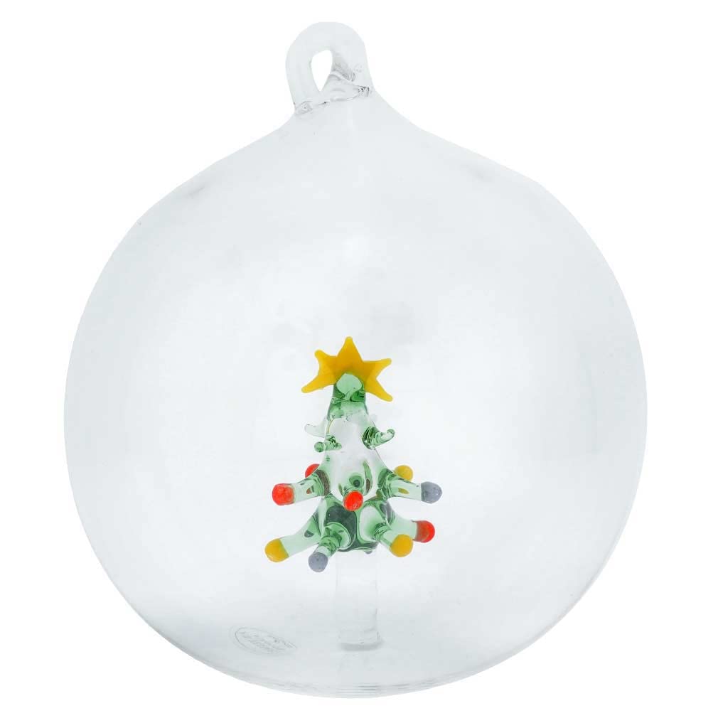 Venetian Murano Glass Christmas Tree Ornament - Handmade Italian Glass Ball for Holiday Decor, Christmas Tree Decoration & Festive Home Decor