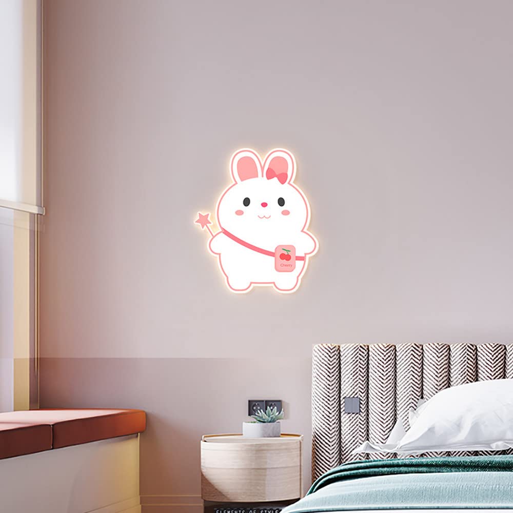 LED Rabbit Wall Sconce Lighting Fixture - Cartoon Kids Room Decor Wall Light for Girls Bedroom, Pink Nursery Wall Mount Lamp (13W Indoor Wall Wash Light) - Perfect for Children's Bedroom, Playroom & Nursery Decor