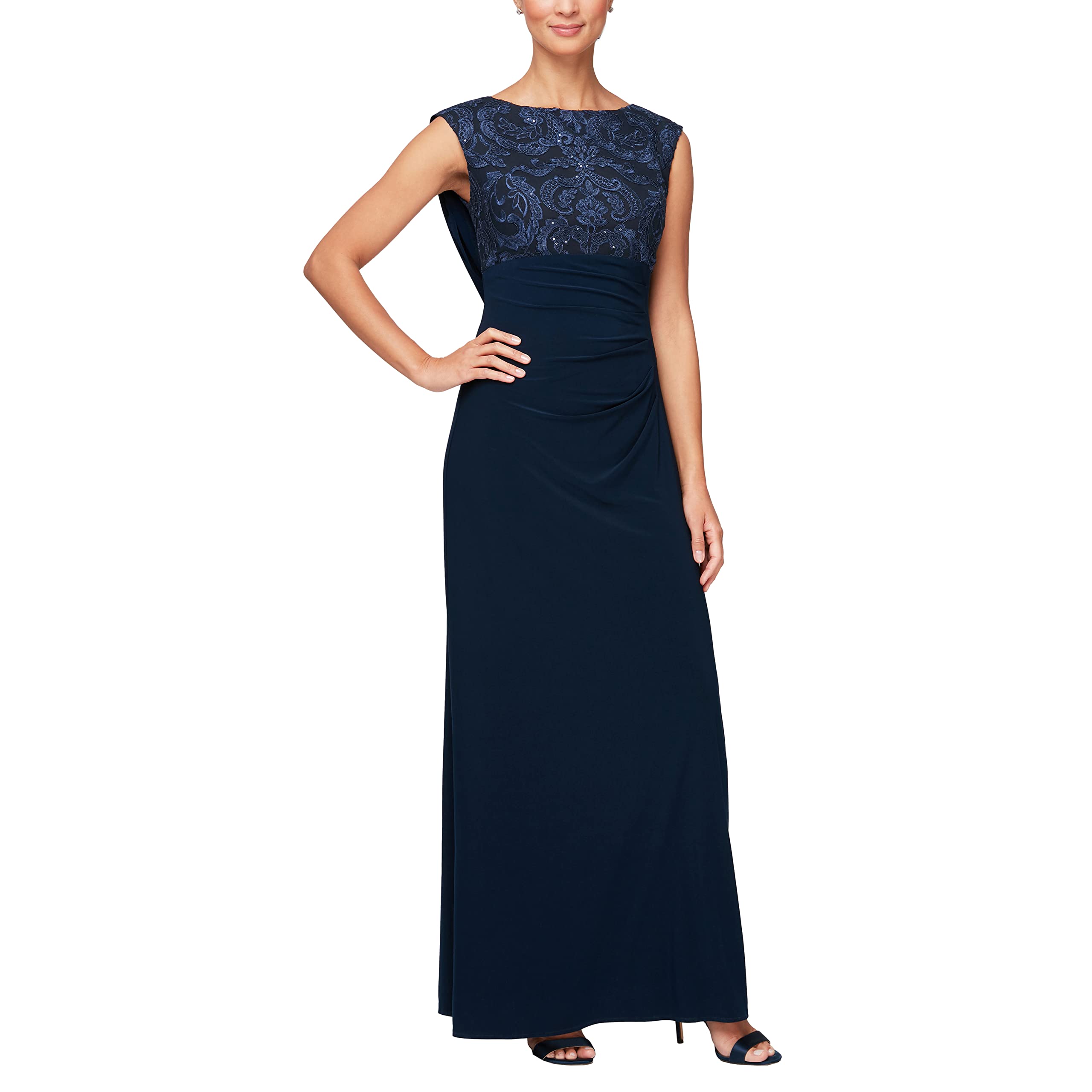 Alex Evenings Women's Long Cowl Back Mother of The Bride Dress - Elegant Formal Evening Gown for Weddings, Parties & Special Occasions (Petite & Regular Sizes) | Perfect for Wedding Guest, Cocktail Party & Black Tie Events
