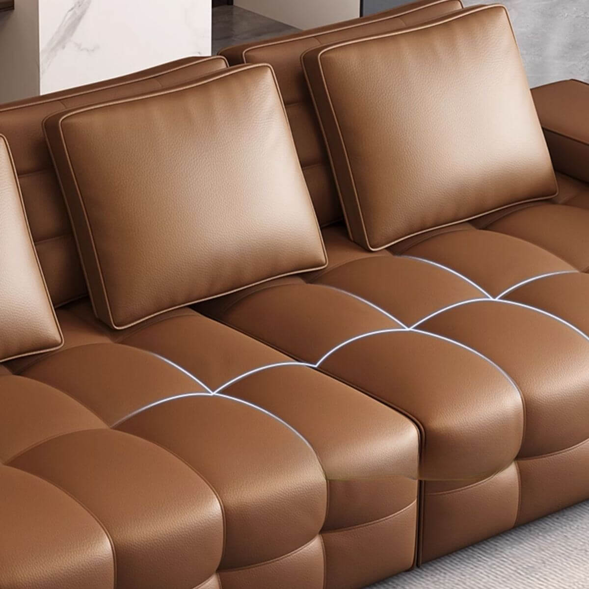 Comfortable Mocha Standard Sofa with Armrest - Includes 3 Pillows (1 Throw Pillow) - Perfect for Living Room, Bedroom or Office Relaxation