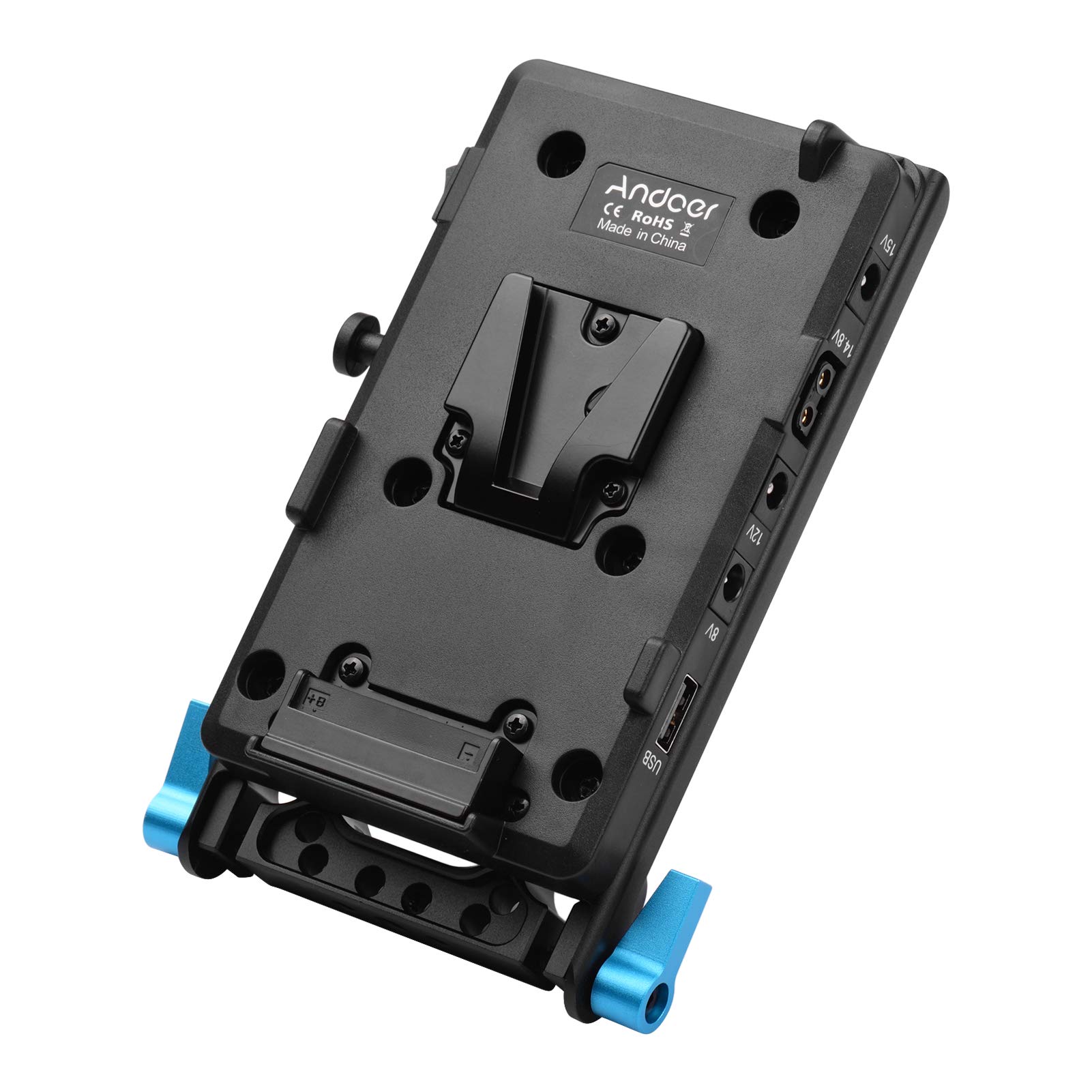 V Mount V-Lock Battery Plate Adapter with 15mm Dual Hole Rod Clamp - NP-FW50 Dummy Battery Replacement for Sony A7 A7S A7R Series & A6300 A6400 A6500 Cameras - Power Video Lights, Monitors & Audio Recorders for Professional Filmmaking