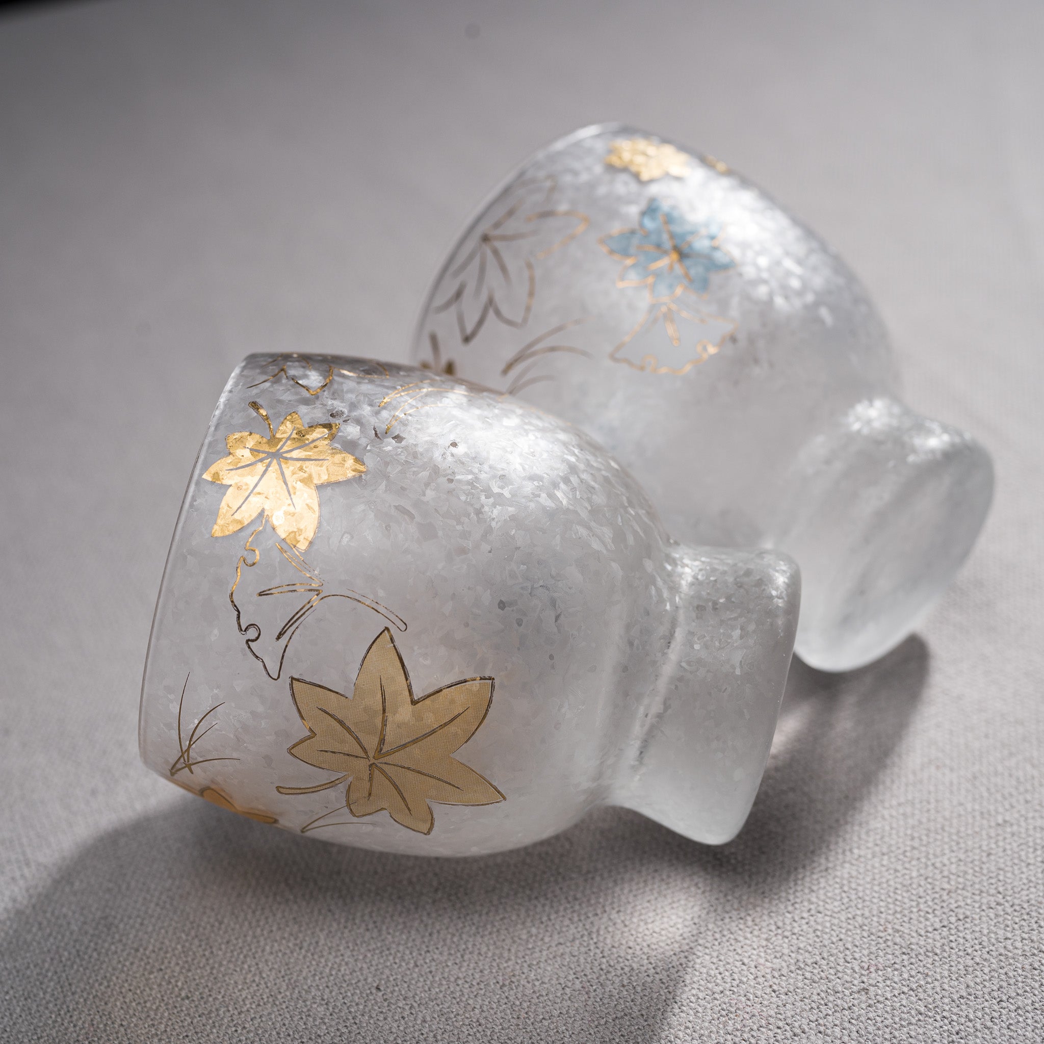Nippon Taste Four Season Pair Sake Glass Set - Autumn Leaves Design | Traditional Japanese Drinking Cups for Sake, Wine & Cocktails | Perfect for Home Dining, Gifts & Japanese Cultural Events
