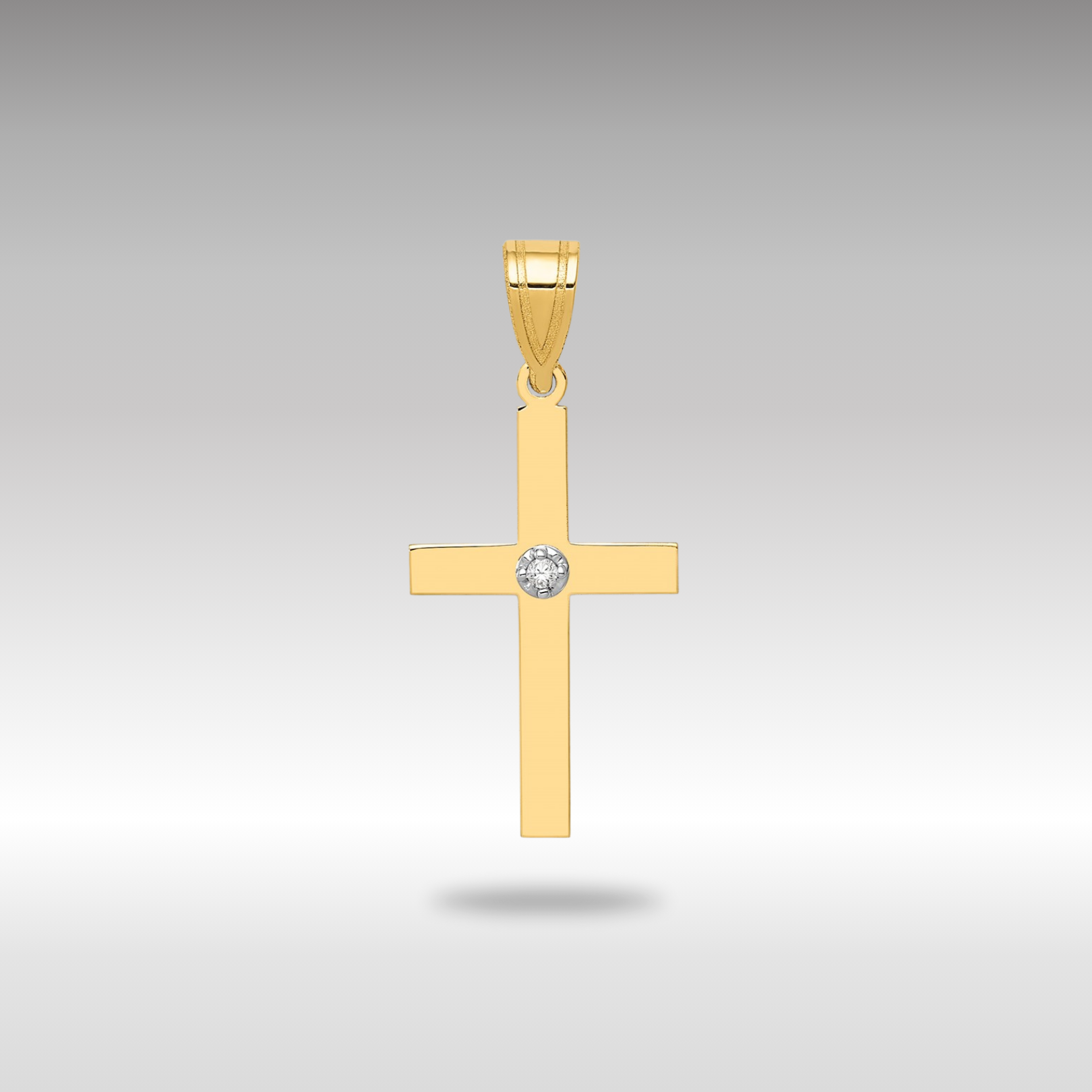 14K Gold Polished 0.01ct Diamond Cross Pendant Necklace XR775 - Perfect Gift for Baptism, Confirmation & Religious Occasions