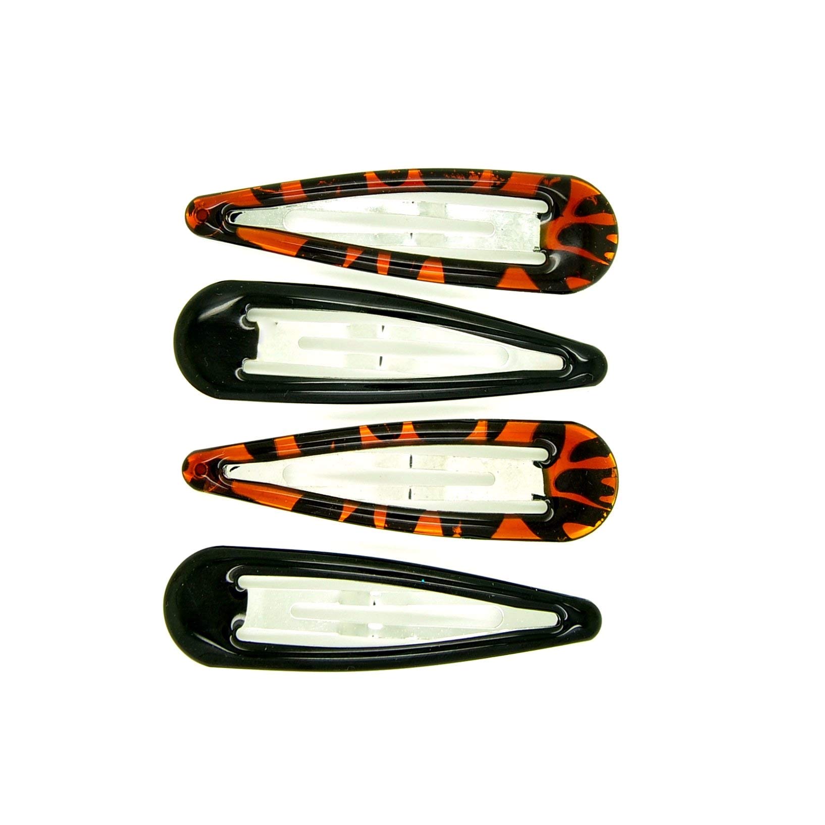 4 Pack Large 7cm Women's Hair Clips - Black & Tortoiseshell Snap Barrette for Sleeping, Styling & Everyday Use