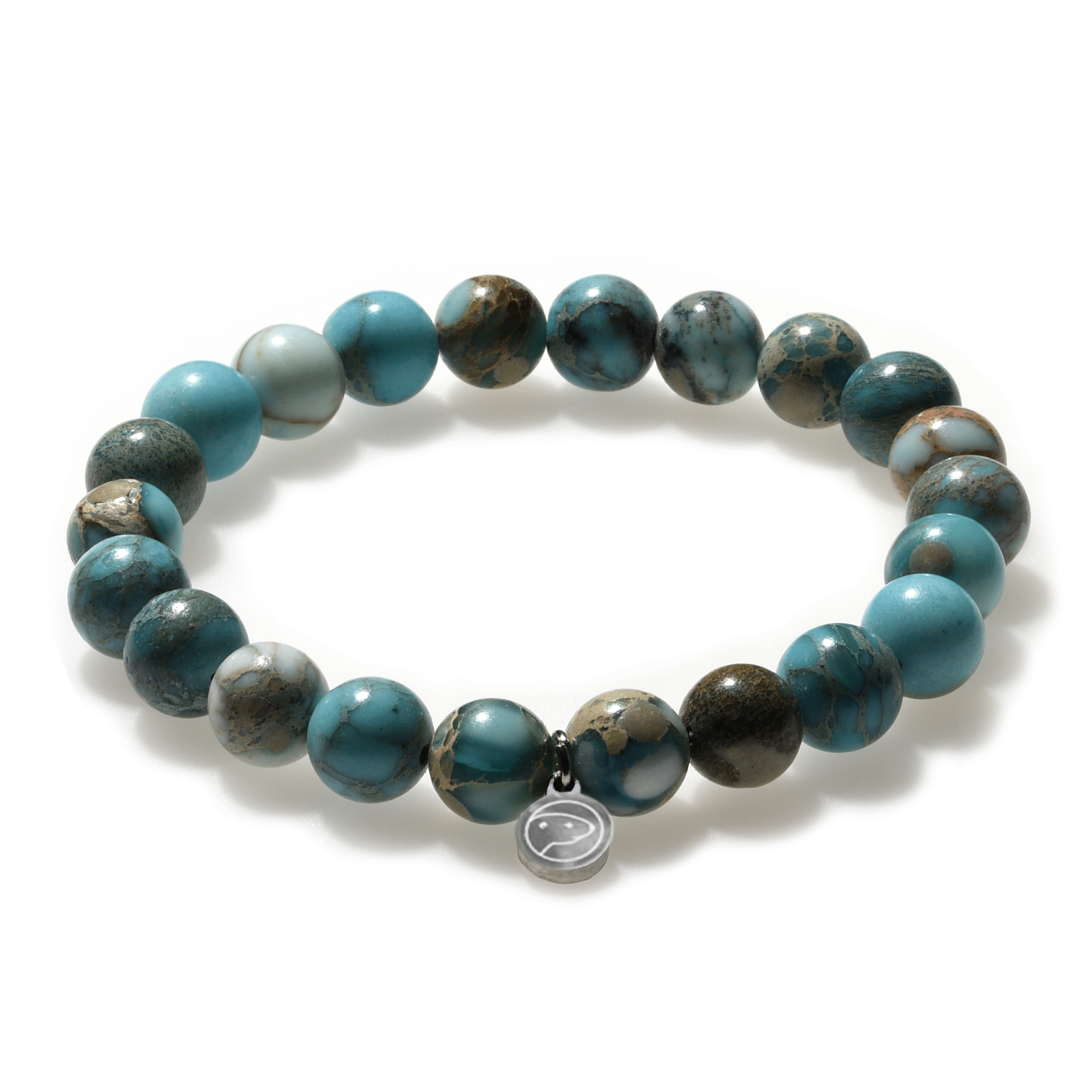 Lake Blue Emperor Bracelet - Handmade Adjustable Beaded Bracelet for Men, Natural Stone & Leather Cord, Spiritual Healing Jewelry - Perfect for Meditation, Yoga, Gifts & Everyday Wear
