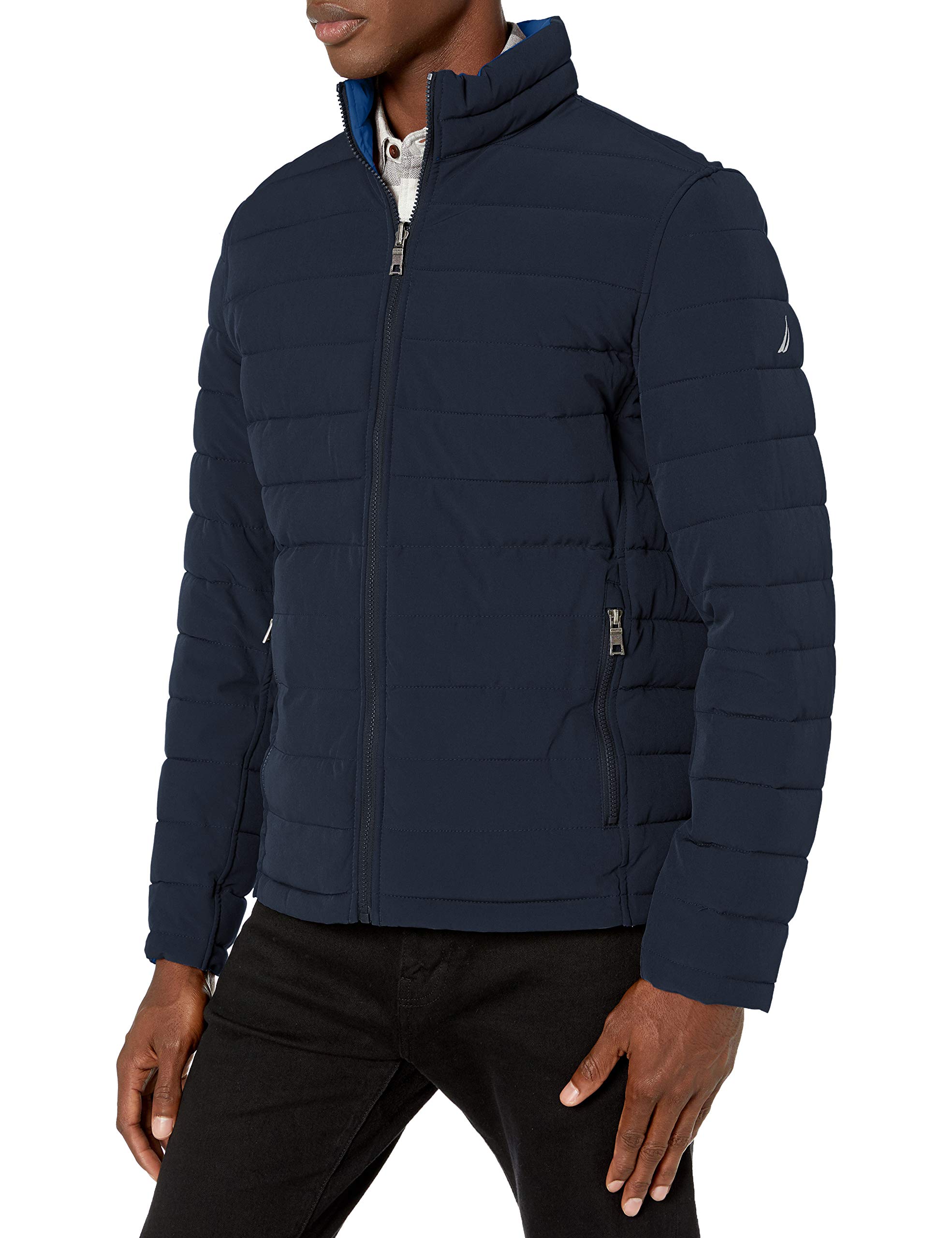 Nautica Men's Stretch Reversible Midweight Puffer Jacket - Windproof & Water Resistant Winter Coat for Outdoor Activities, Travel & Casual Wear
