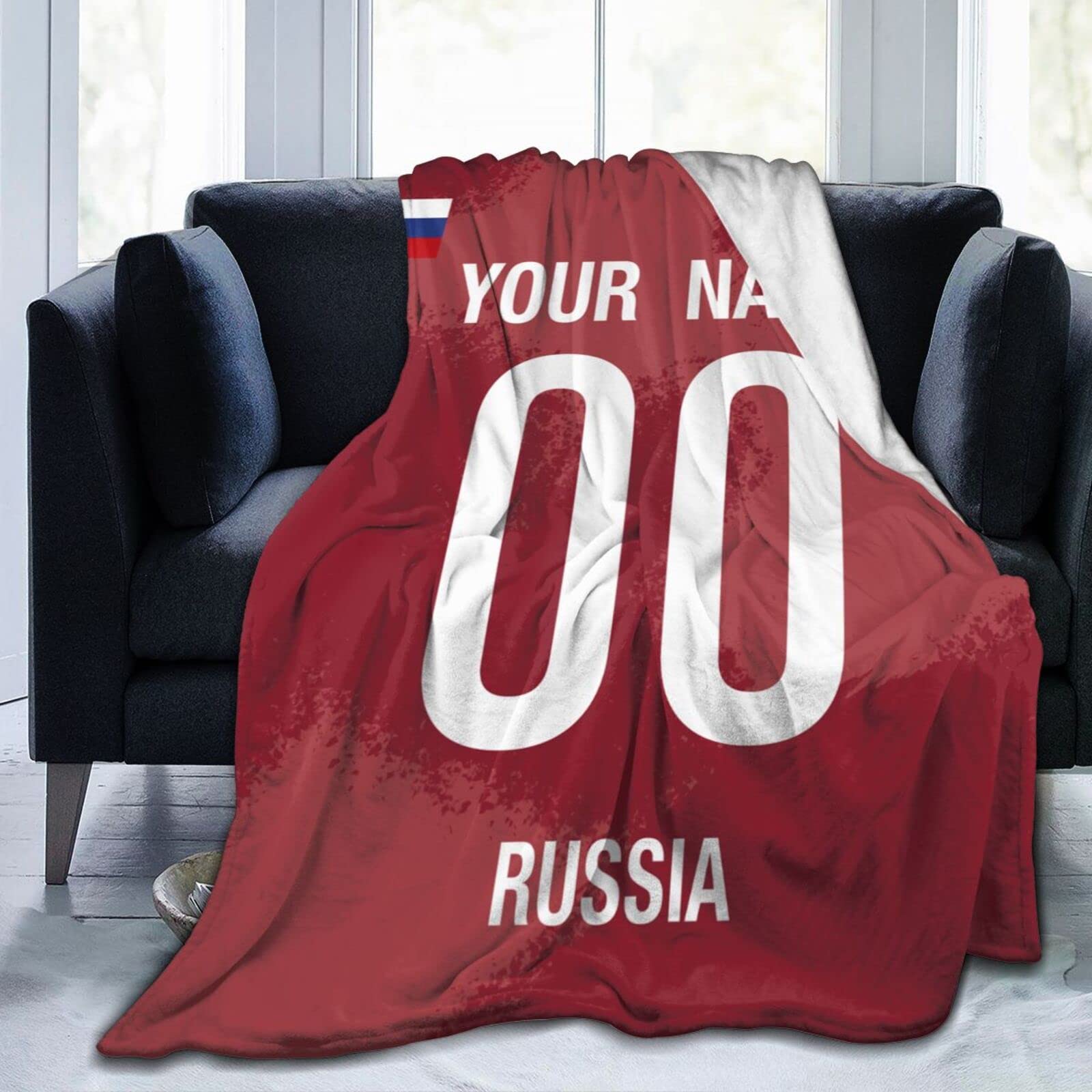 Custom Soccer Nation Blankets - Personalized Ultra-Soft Micro Fleece Blankets with Name & Numbers - Perfect Fan Gifts for Game Day, Home Decor & Sports Enthusiasts