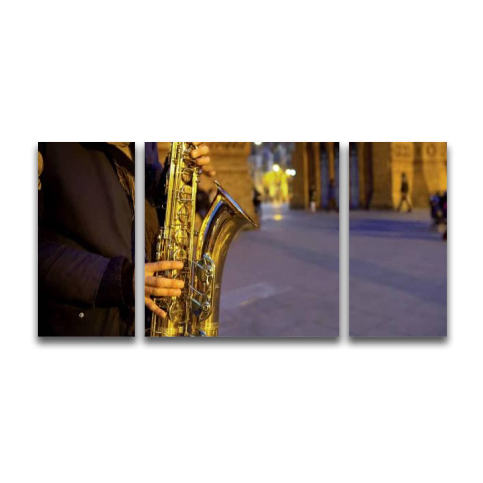 64x32 Inches Large Abstract Saxophone Player Canvas Wall Art - Framed Music Themed Painting for Living Room & Office Decor - Perfect for Creating Romantic Atmosphere in Bedroom, Dining Room or Date Night