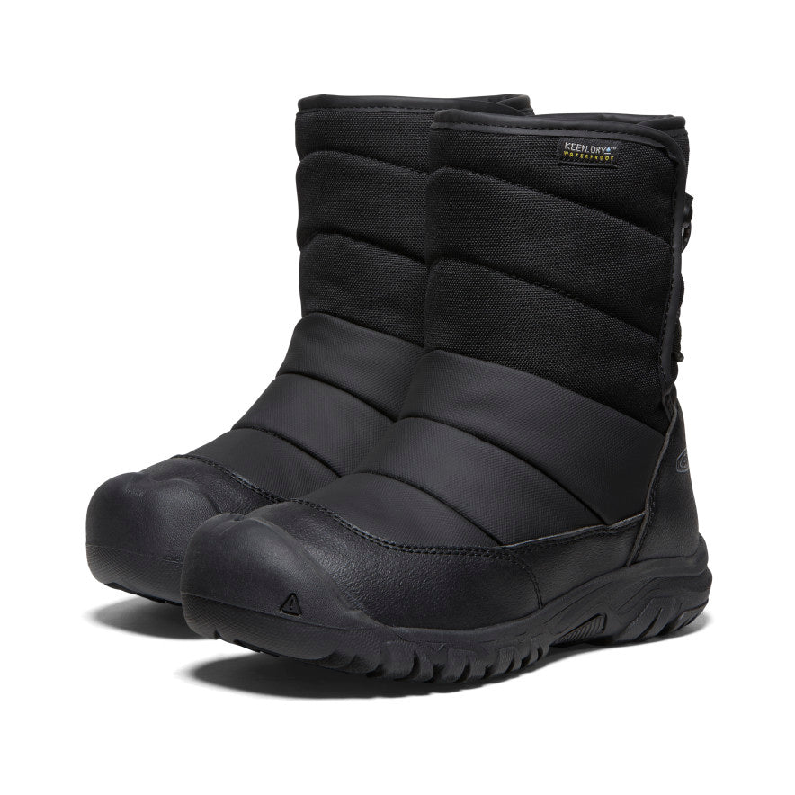 Big Kids' Puffrider Waterproof Winter Boots - Black/Steel Grey | Warm Snow Boots for Boys & Girls | Perfect for Snow Play, Hiking & Cold Weather Adventures