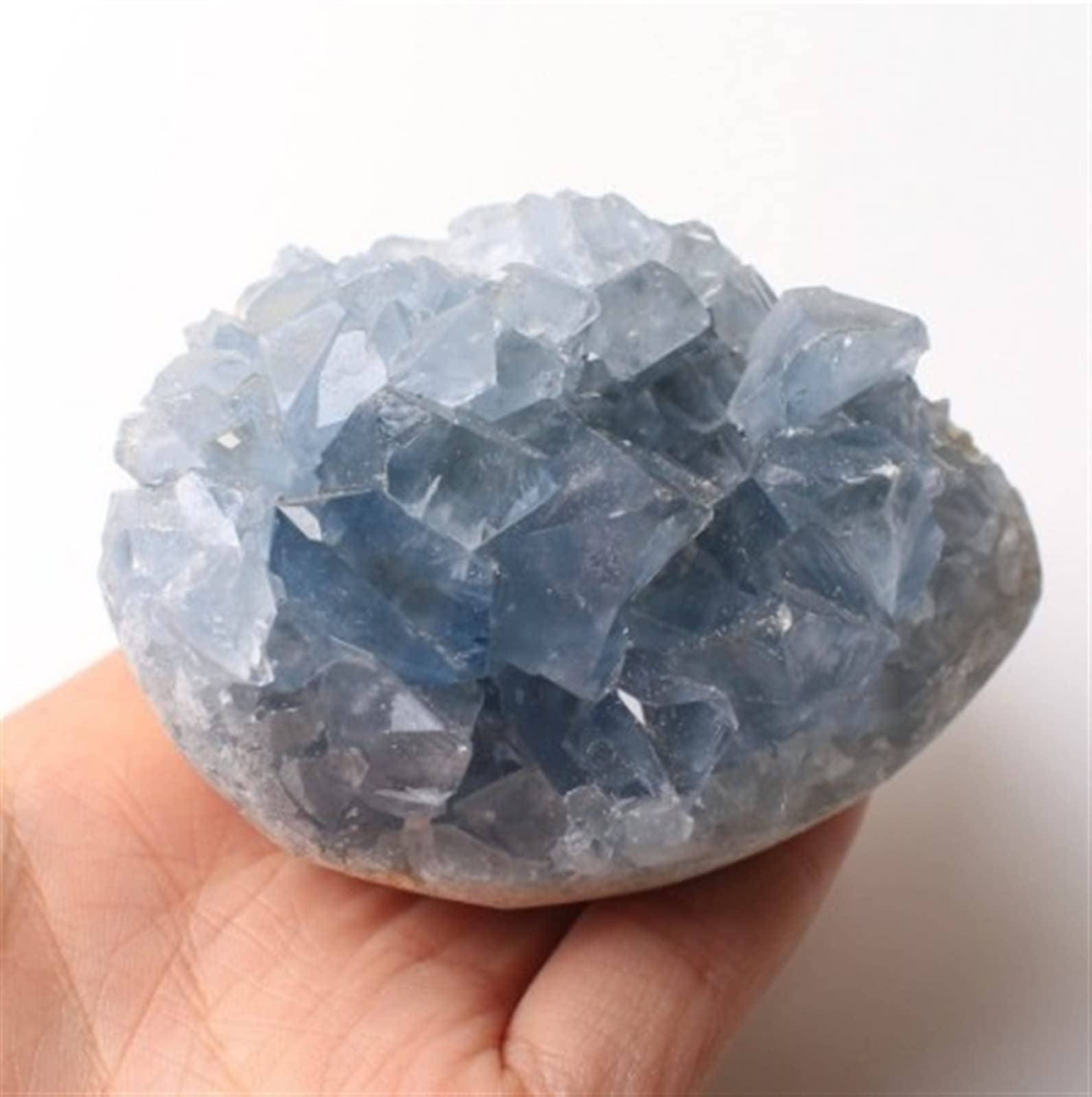 INAIVU Madagascar Natural Celestite Druzy Crystal Specimen - Sky Blue Geode (30-200g) for Home Decor, Meditation & Healing | Perfect for Crystal Collections, Office Desk & Gift Giving