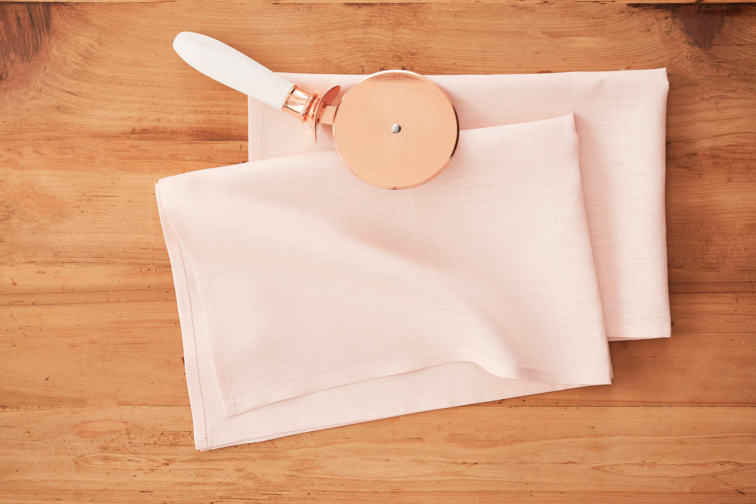 Premium Pink Linen Kitchen Towels Set of 2 - 100% Pure European Flax, 17x26 Inch - Soft Absorbent Dish & Tea Towels for Cooking, Baking, Drying Dishes - Machine Washable Eco-Friendly Handmade Kitchen Linens