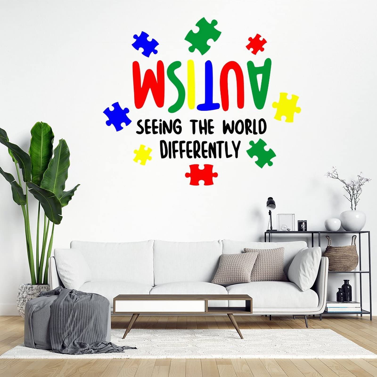 Autism Awareness Wall Decals - Puzzle Piece Vinyl Stickers for Home Decor, Living Room, Bedroom & Office | Removable Autism Support Art for Autistic Kids & Adults | Perfect Gift for Birthdays & Awareness Events