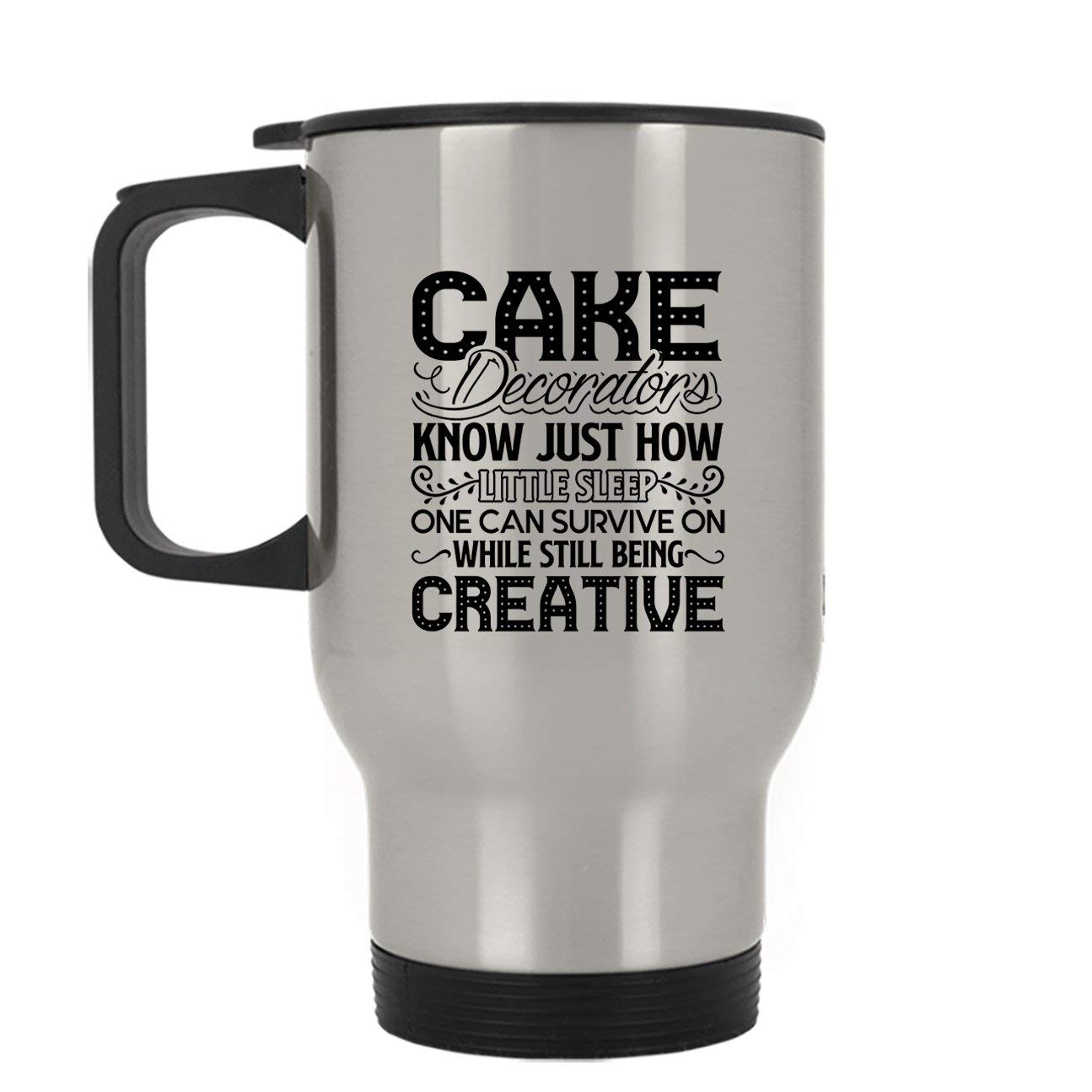 Love Being A Cake Decorator Travel Mug - Insulated Stainless Steel Coffee Cup with Lid, Silver - Perfect for Coffee, Tea & Hot Drinks On The Go