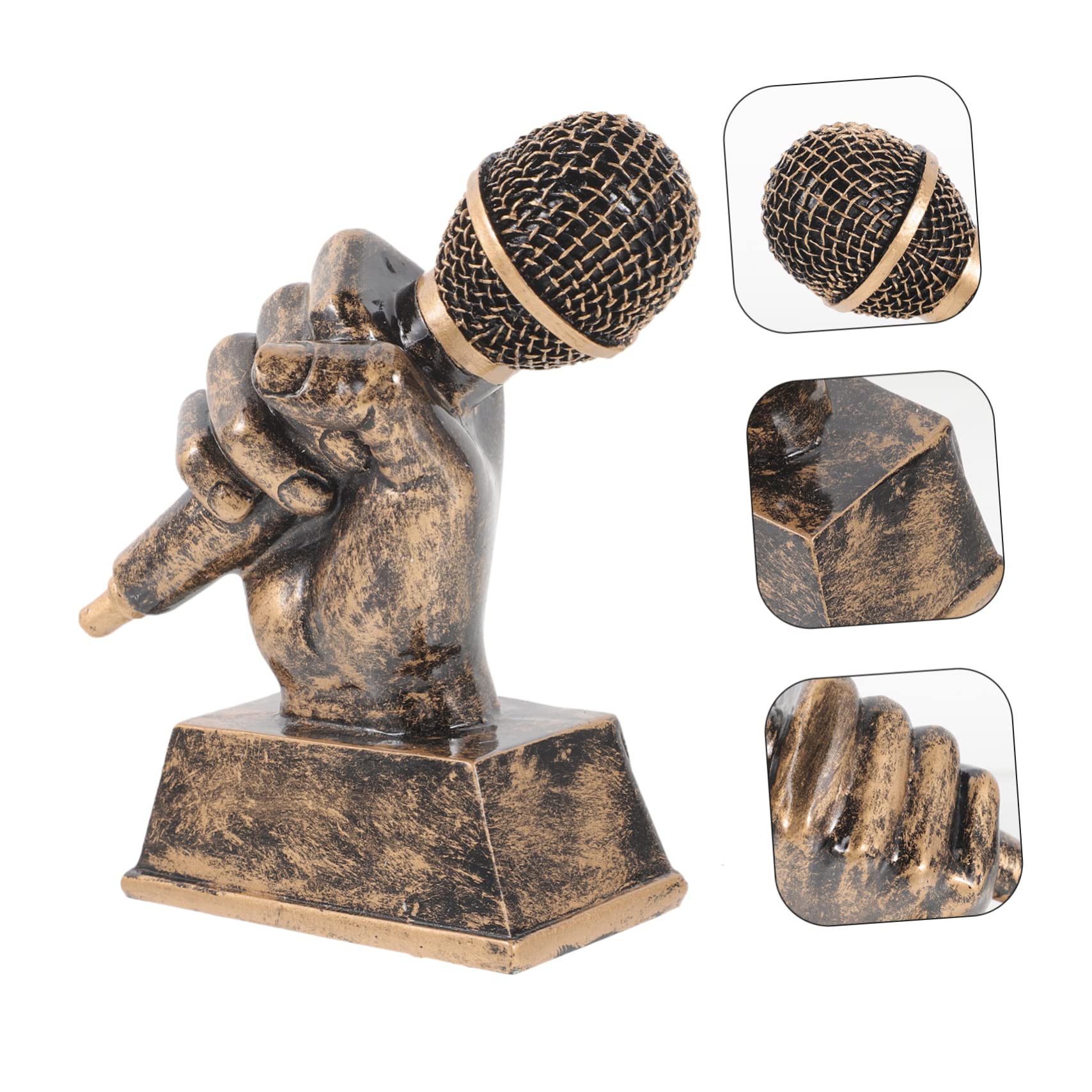 WOONEKY 2-Pack Mini Microphone Music Award Trophies - Resin Karaoke Singing Trophy for Party Decorations, Music Competitions & Performance Awards