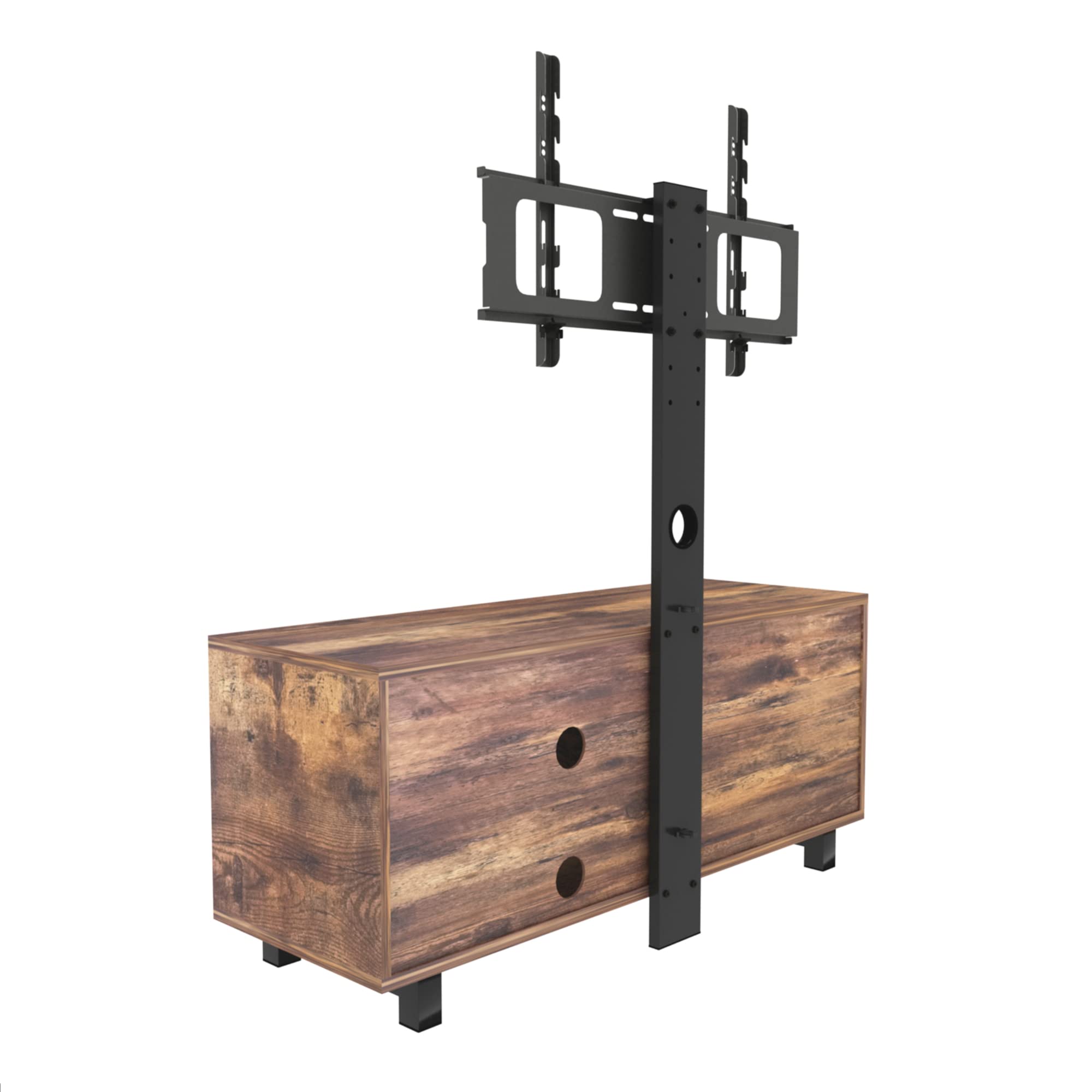 Rustic Brown TV Stand with Push-to-Open Storage Cabinet - 65 Inch Wood & Glass Entertainment Center for Living Room or Bedroom - Perfect for Home Theater Setup and Media Organization