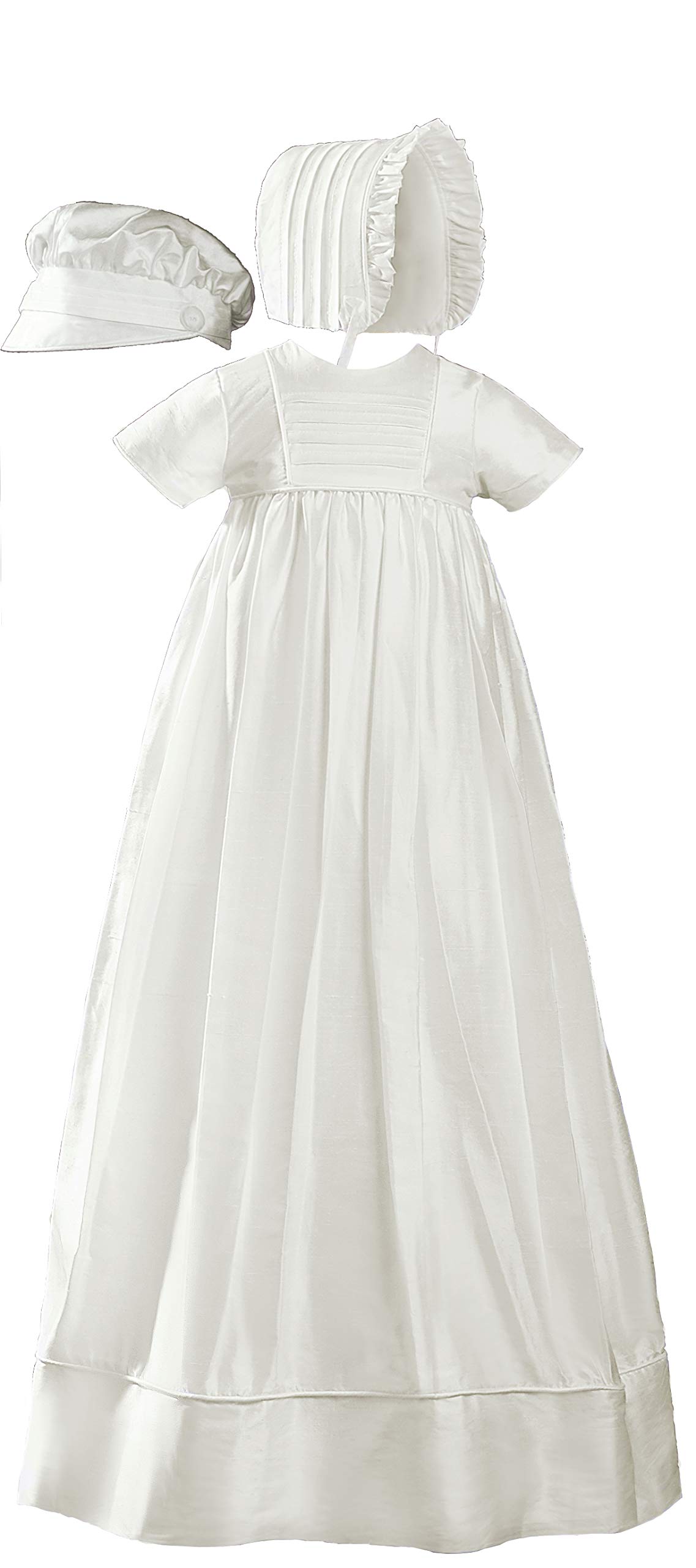 Silk Dupioni Short Sleeve Christening Gown for Baby & Family - Perfect for Baptism, First Communion & Special Occasions