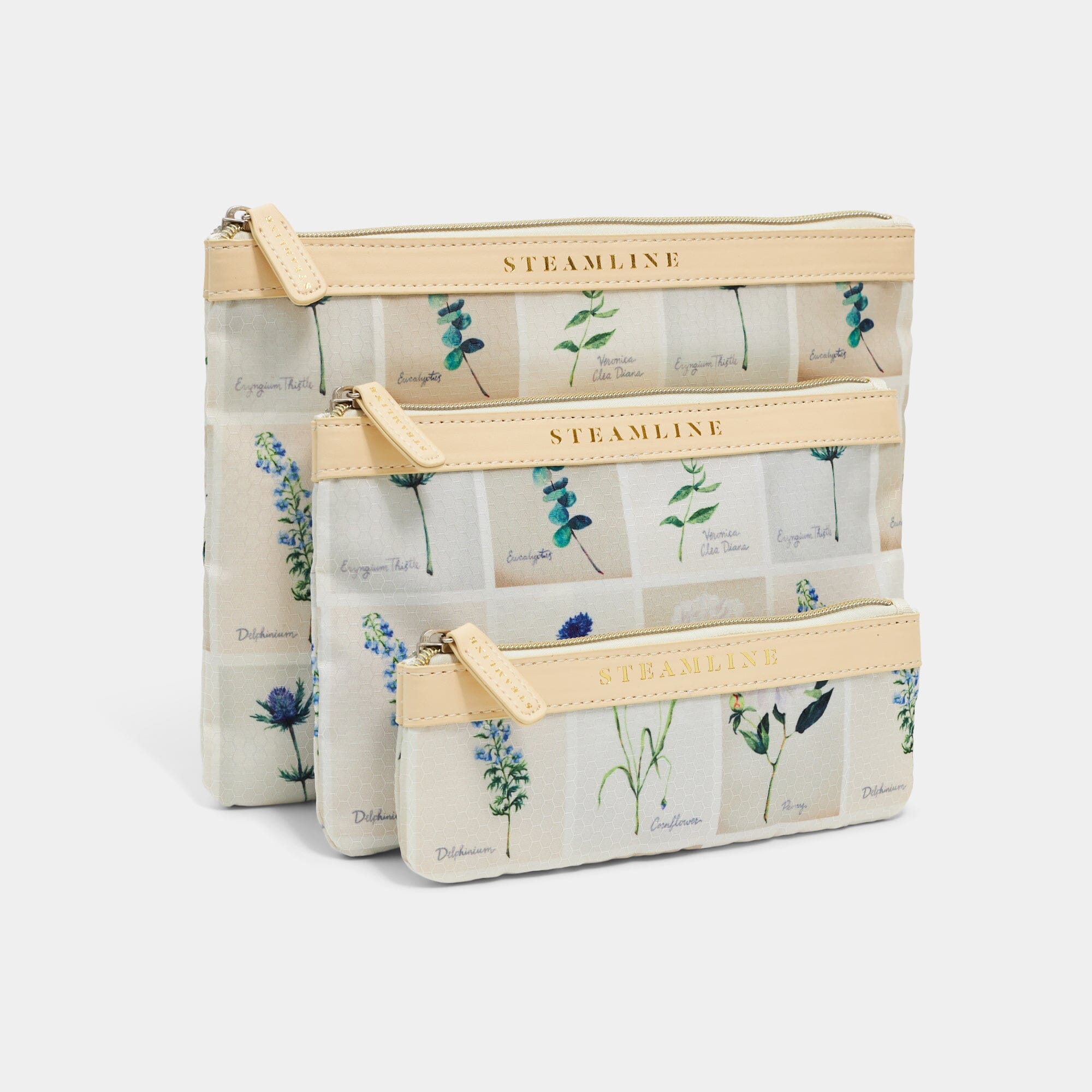 Illustrator Blue Cosmetic Case Set - Waterproof Makeup Bag for Travel & Daily Use | Perfect for Toiletries, Brushes & Beauty Essentials