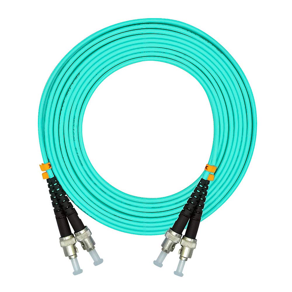 10G OM3 Multi-Mode Fiber Optic Cable 100m (328ft) ST to ST Duplex 50/125 Patch Cord - High-Speed Data Center, Server Room & Network Infrastructure Connectivity