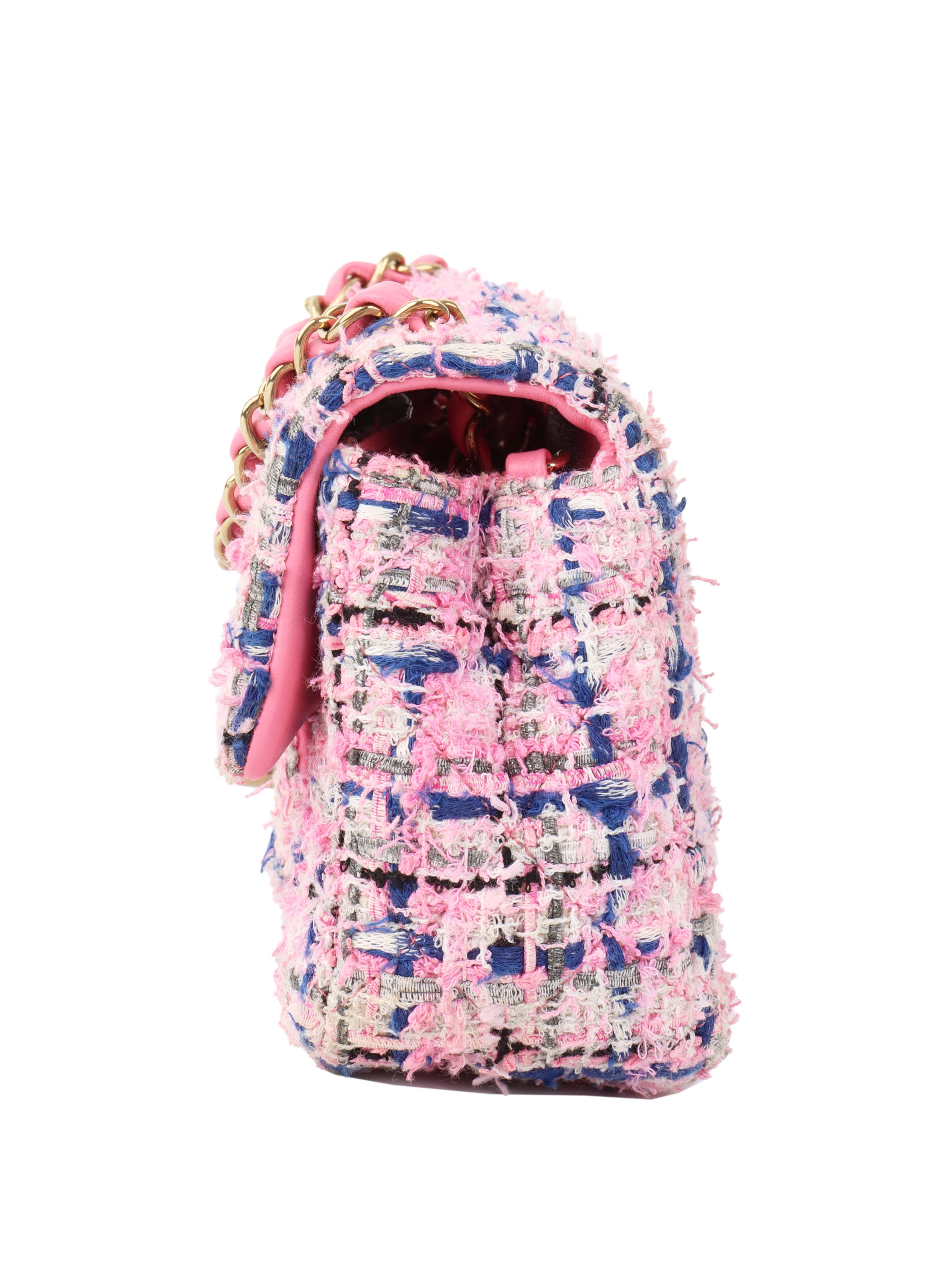 Chanel Pink & Blue Tweed Mini Rectangular Classic Flap Bag - Luxury Designer Handbag for Women | Perfect for Parties, Weddings & Special Occasions