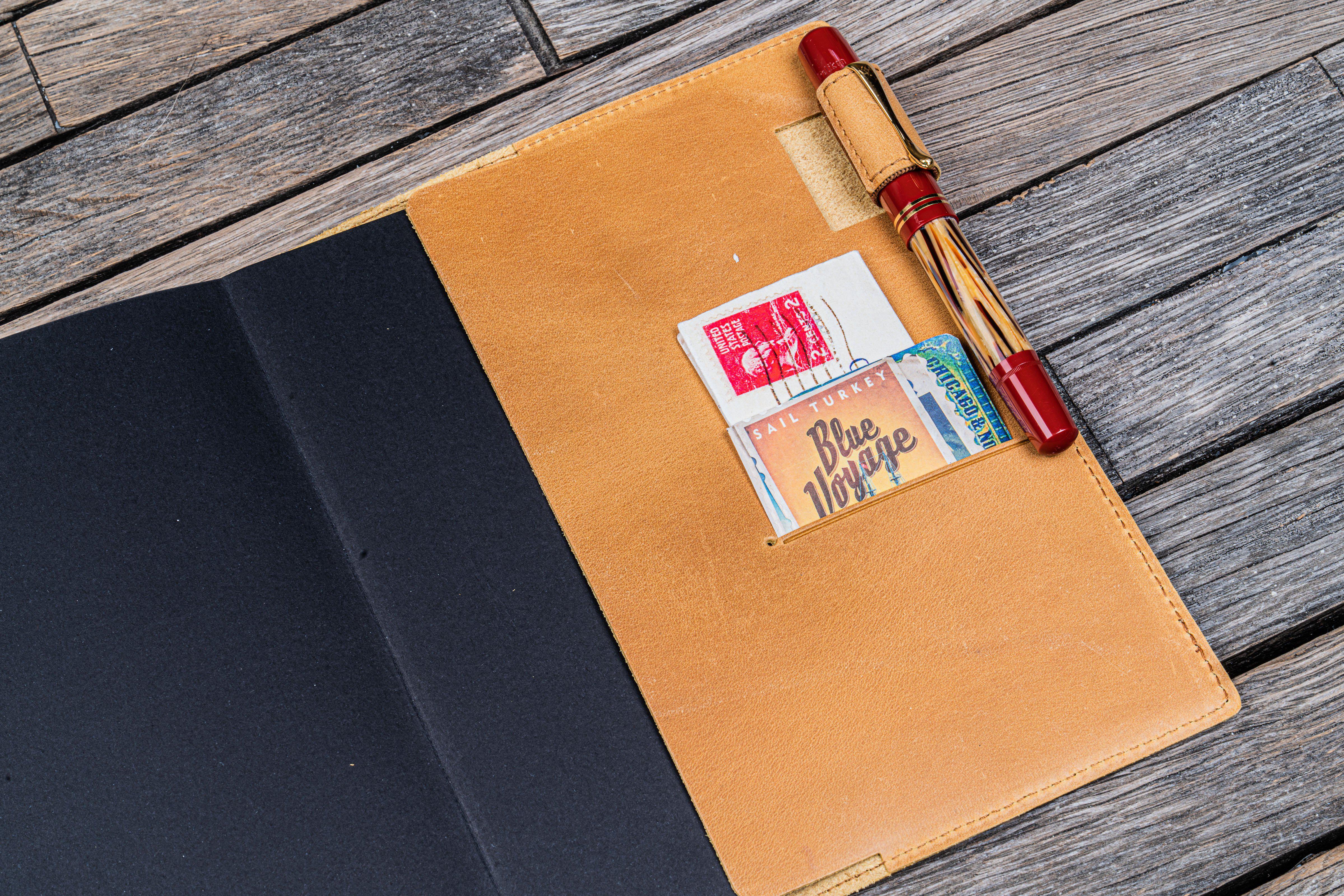 Premium Leather Slim B6 Notebook & Planner Cover - Crazy Horse Honey Ochre for Office, School & Travel Organization