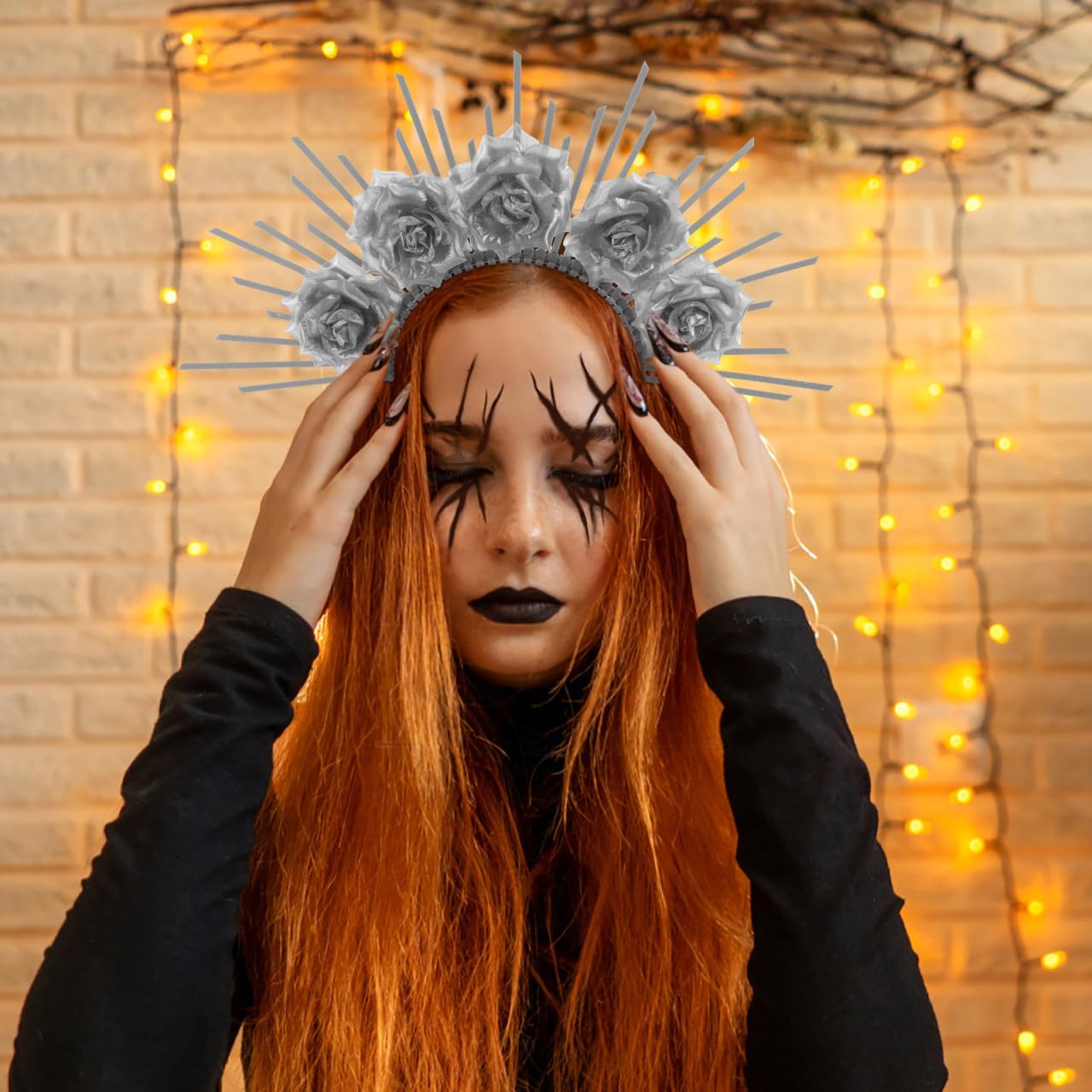 Women's Halloween Halo Headband - Silver Bridal Wedding Headpiece for Cosplay & Costume Accessories | Perfect for Halloween Parties, Weddings & Cosplay Events