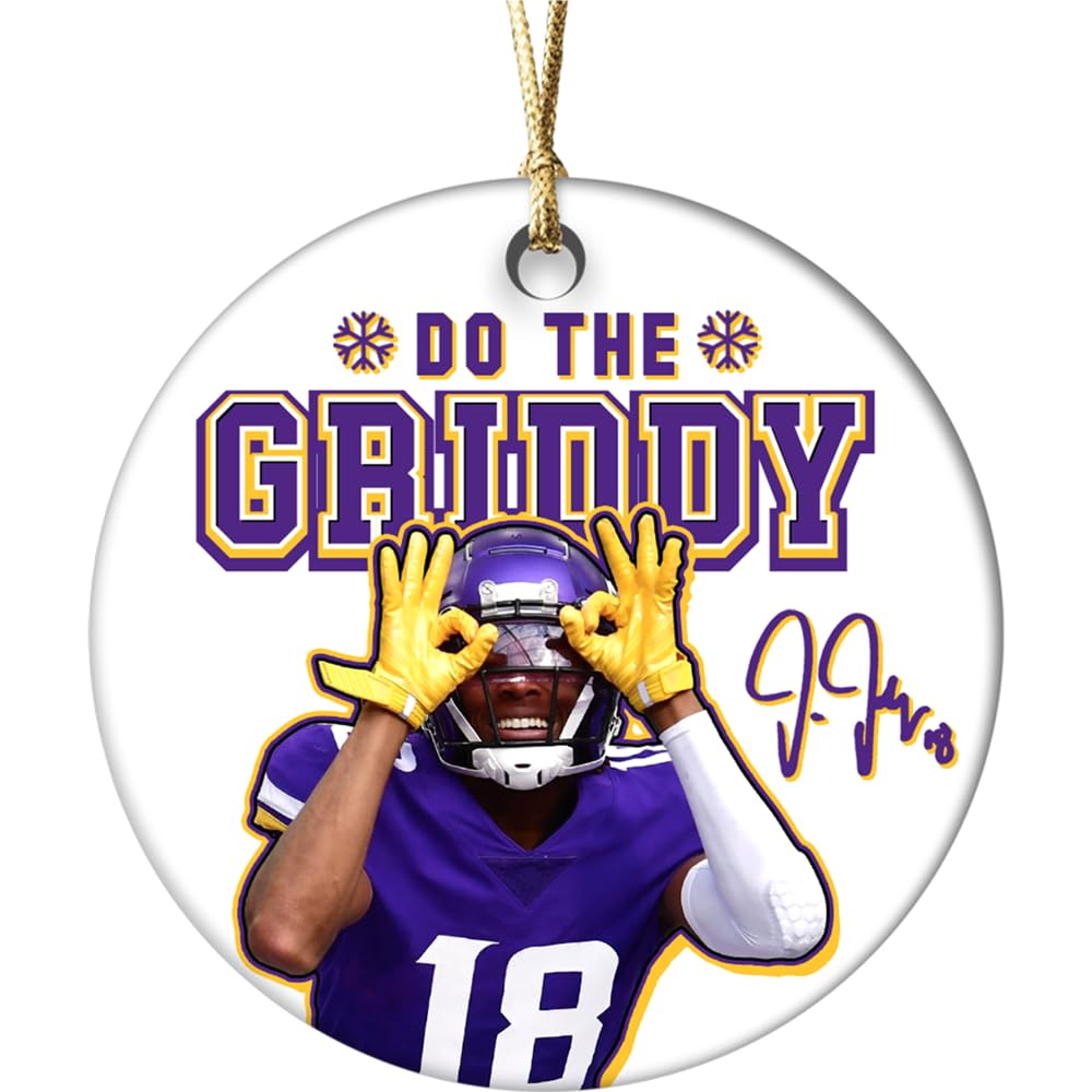 Jefferson Griddy Justin Christmas Ornaments - Football Fan Home Decor for Holidays & Birthdays - Perfect Gift for Dad, Mom & Sports Lovers - Great for Tree Decorations, Party Favors & Football Themed Events