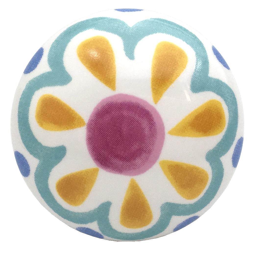 Vintage Floral Ceramic Drawer Knobs - 1.5