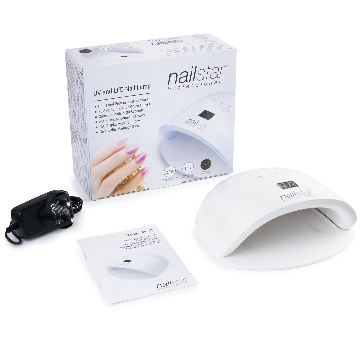 Nailstar® Professional UV LED Nail Lamp for Gel Polish - 3 Timer Settings with Digital Display | Fast Curing for Gel Nails at Home & Salon | Perfect for Manicures, Pedicures & Nail Art