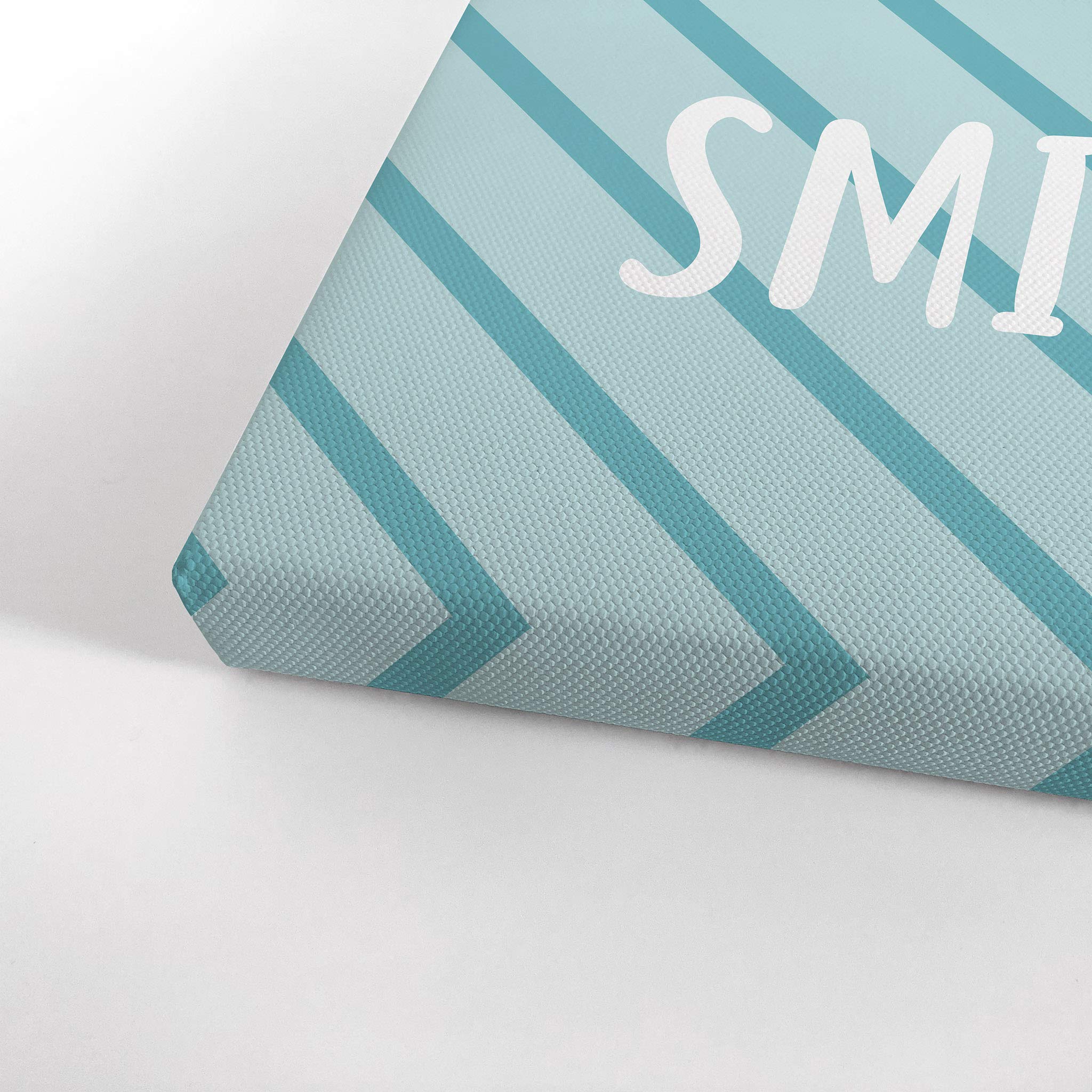 Smile Art Design Lovely Cloud Smile Lettering Blue Background Canvas Print - Nursery Wall Art for Baby & Kids Room Decor - Ready to Hang 17x11 - Made in USA | Perfect for Nursery, Bedroom & Playroom Decor