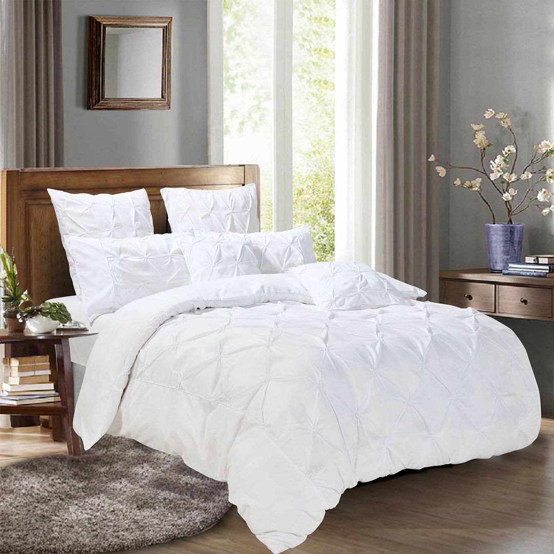 Premium Diamond Pintuck White Duvet Cover Set - Queen Size Luxury Bedding with Button Closure | Perfect for Master Bedroom, Guest Room & Hotel Decor