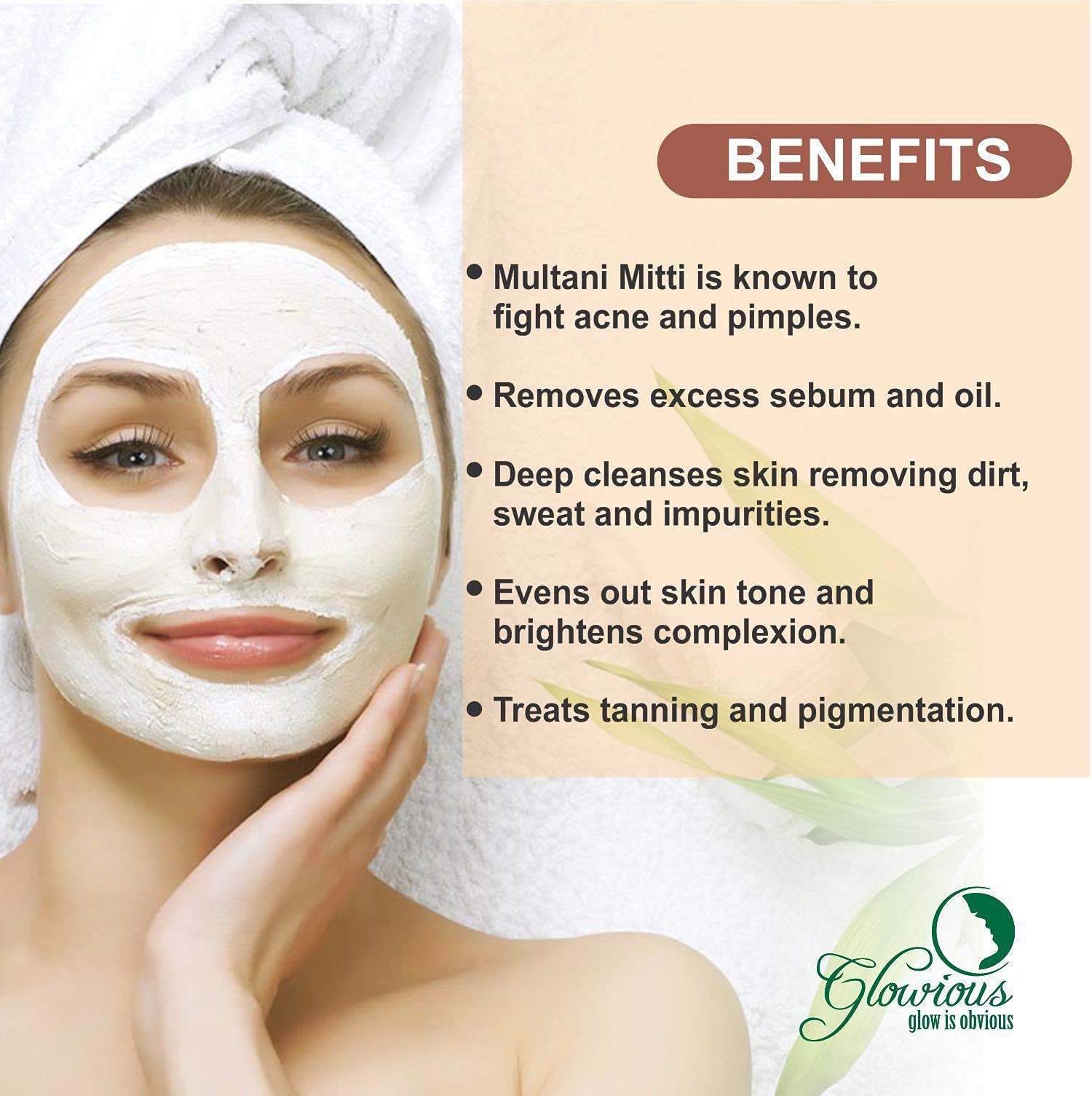 Glowious Combo Pack of 2 - Pure & Natural Multani Mitti (Fuller's Earth) Powder & Lemon Peel Powder for Face & Skin Care, 100g (50g x 2) | Brightening, Exfoliating & Oil Control | DIY Face Masks & Natural Beauty Treatments
