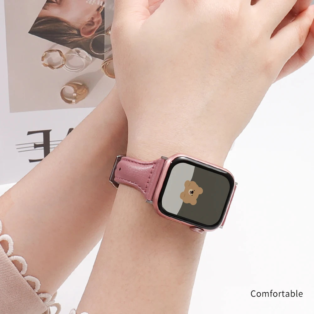 Stylish Leather Apple Watch Bands for Women & Men - Classic & Chic Bracelet Replacement Straps - Perfect for Work, Gym & Everyday Wear