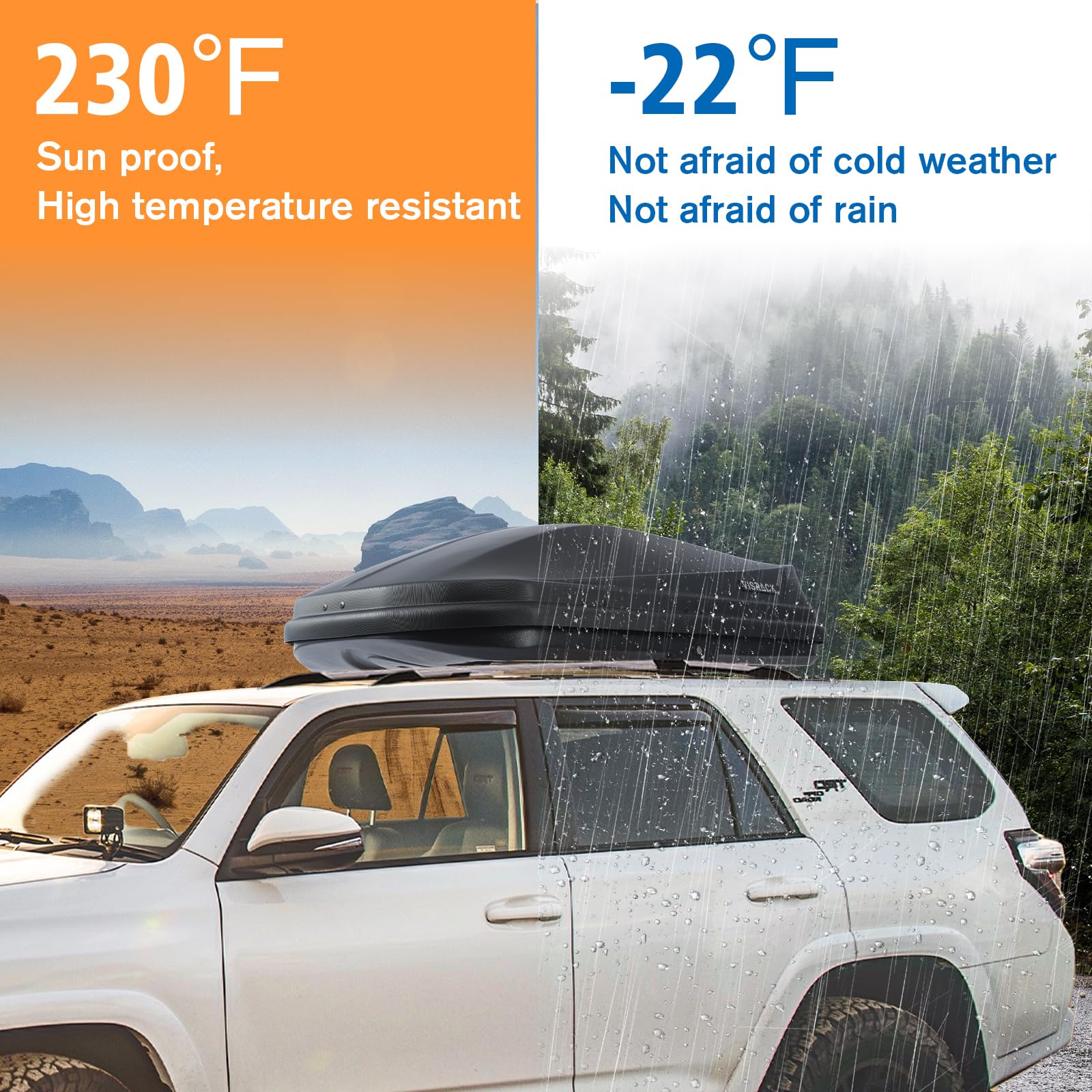 **Carbon Black Rooftop Cargo Box – 14 Cubic Feet Large Capacity, Heavy Duty Waterproof Car Top Storage Carrier with Dual Side Opening & 3D Diamond Embossing – Perfect for Road Trips, Camping, and Extra Luggage Storage**
