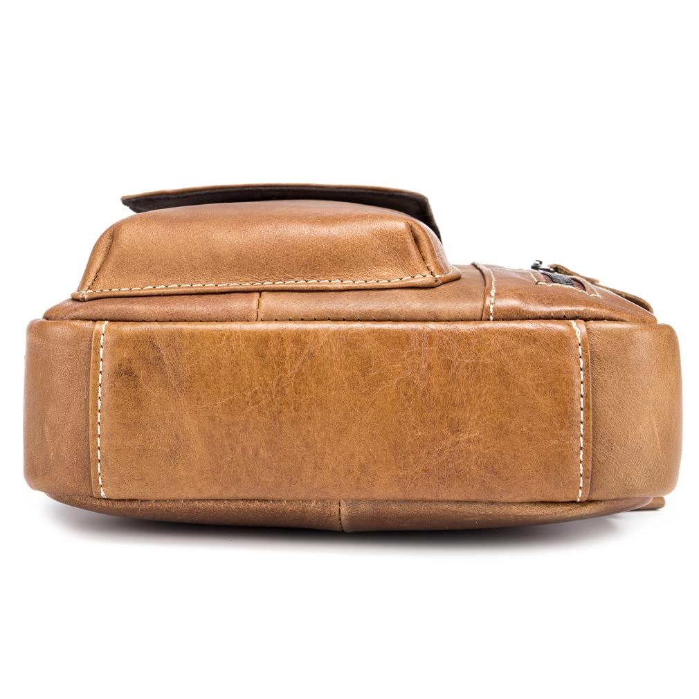 Hebetag Men's Small Leather Crossbody Shoulder Bag - Durable & Stylish for Outdoor Travel, Business & Daily Use