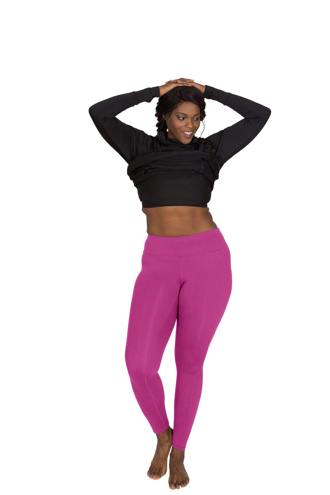 High Waist Women's Leggings with Side Pockets - Yoga, Running, Workout Pants - Breathable & Stretchy (S/M/L/Plus Size) - Made in USA - Perfect for Gym, Lounge & Everyday Wear