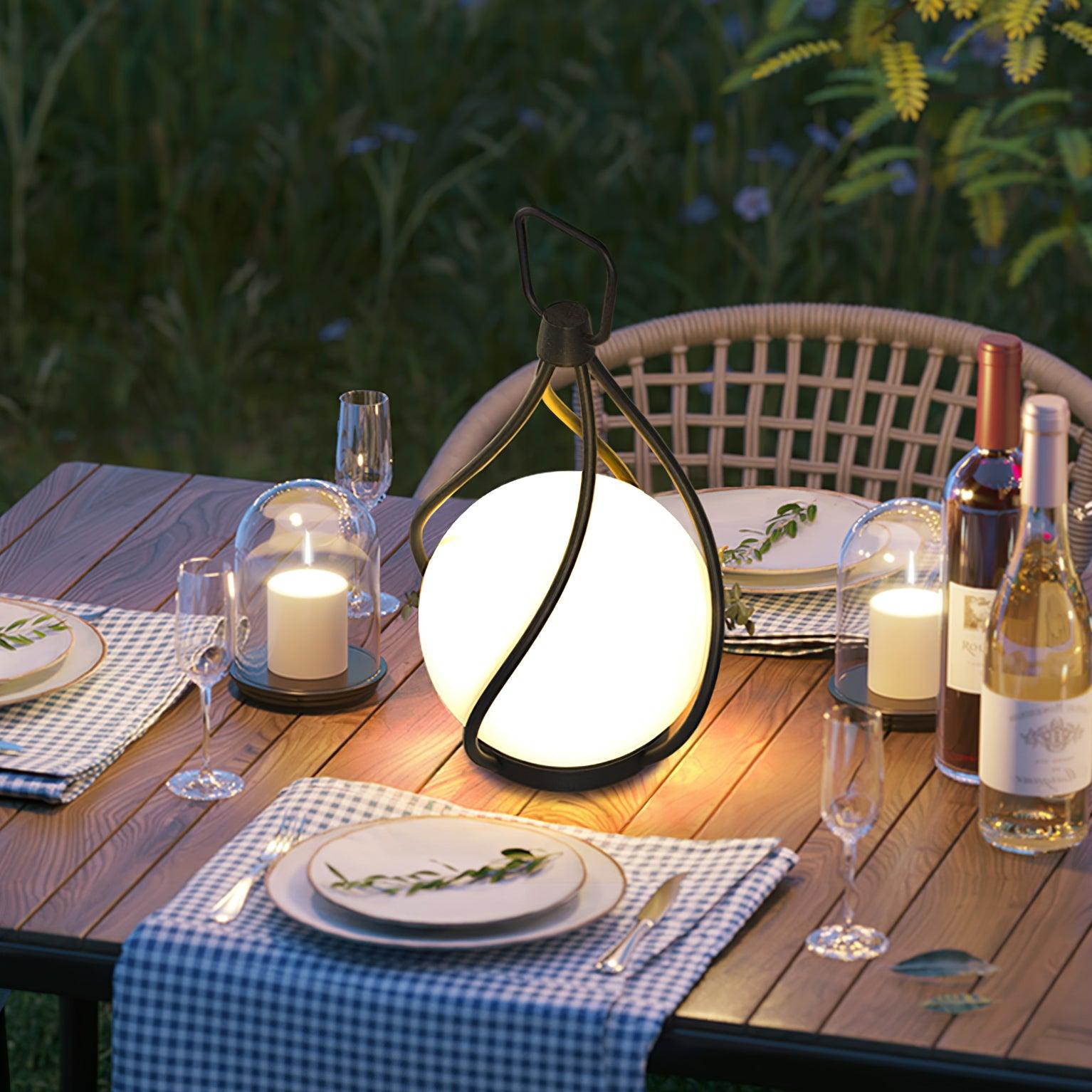 Eclisse Orb Lantern - Rechargeable LED Table Lamp for Indoor & Outdoor Use - Perfect for Camping, Patio, and Home Decor