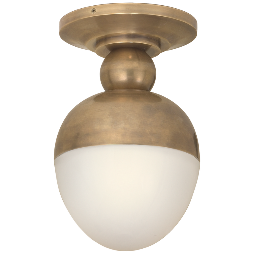 Clark 1Lt Semi Flush Ceiling Light Fixture in Antique Brass/Bronze Finish - Perfect for Bedroom, Living Room & Dining Room Lighting