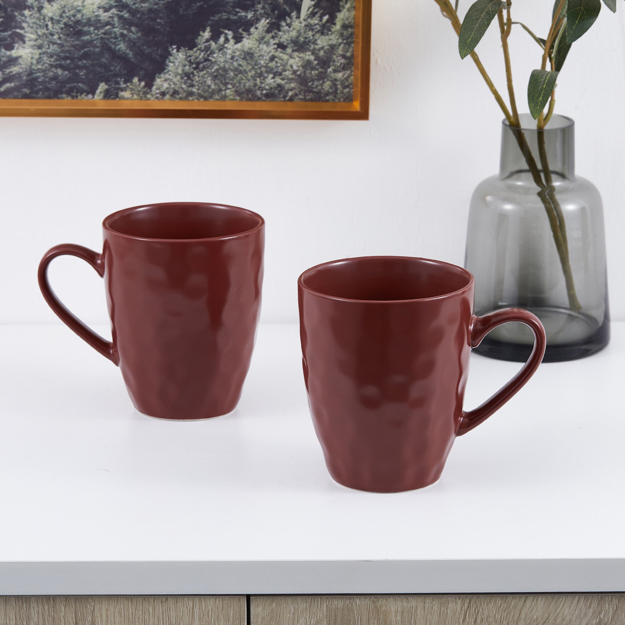 Premium Clara Porcelain Dinnerware Set - 16-Piece Burgundy Fine China for Formal Dining & Entertaining - Elegant Dinner Plates, Bowls & Cups Set for Holidays, Wedding & Special Occasions