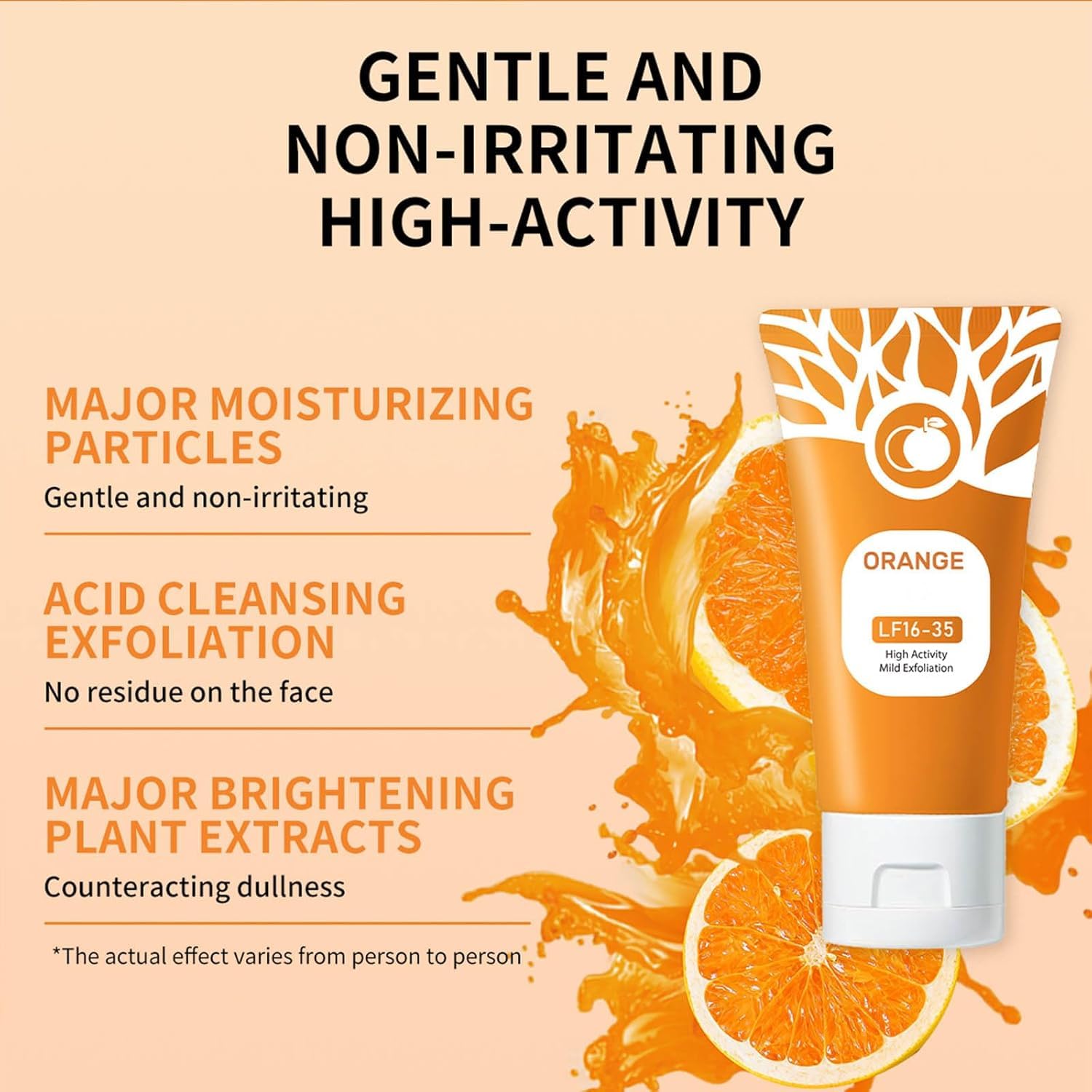 Orange Exfoliating Gel for Face & Body - Deep Cleansing Moisturizing Scrub with Natural Ingredients (2-Pack) | Gentle Exfoliator for Smooth Skin, Perfect for Daily Skincare Routine & Spa Treatments