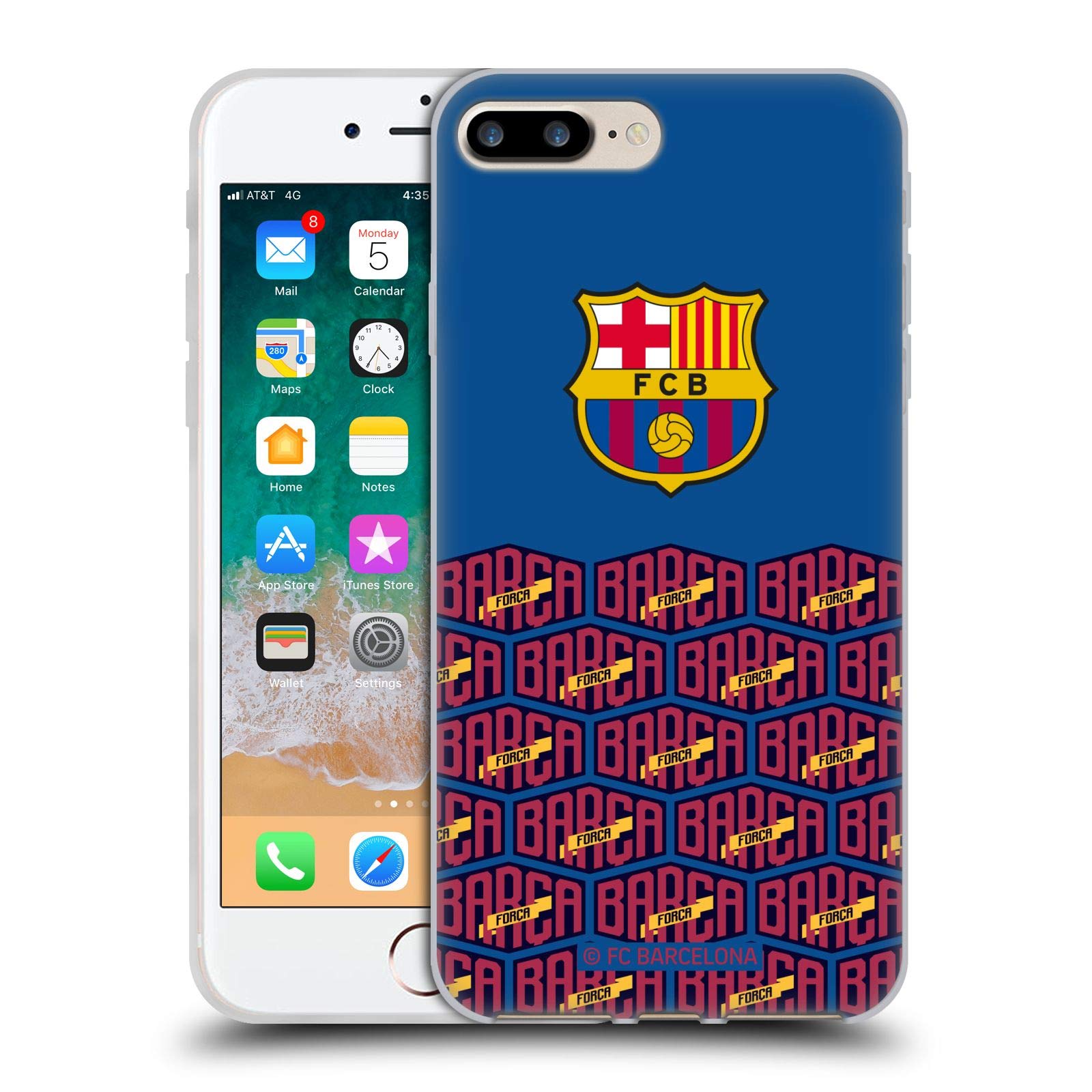 Official FC Barcelona Forca Barca Licensed Soft Gel Phone Case for iPhone 7 Plus/8 Plus - Durable Protection & Team Pride - Perfect for Fans, Gifts & Match Days