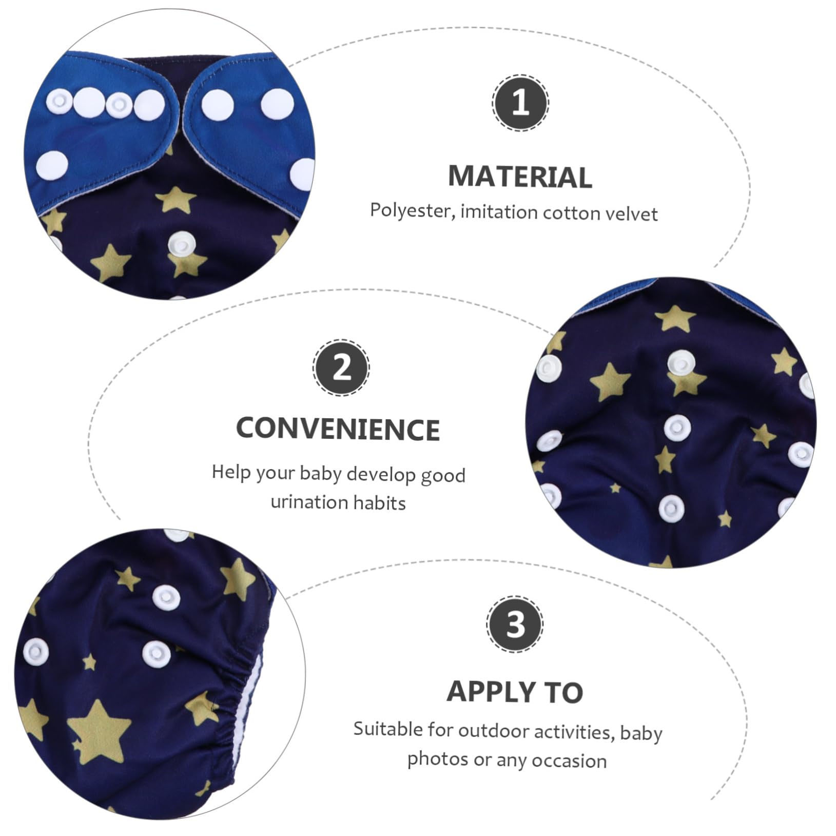 UPKOCH 3 Pack Reusable Baby Cloth Diapers - Waterproof Washable Training Pants for Newborns & Toddlers | Eco-Friendly Nappies for Potty Learning & Overnight Protection