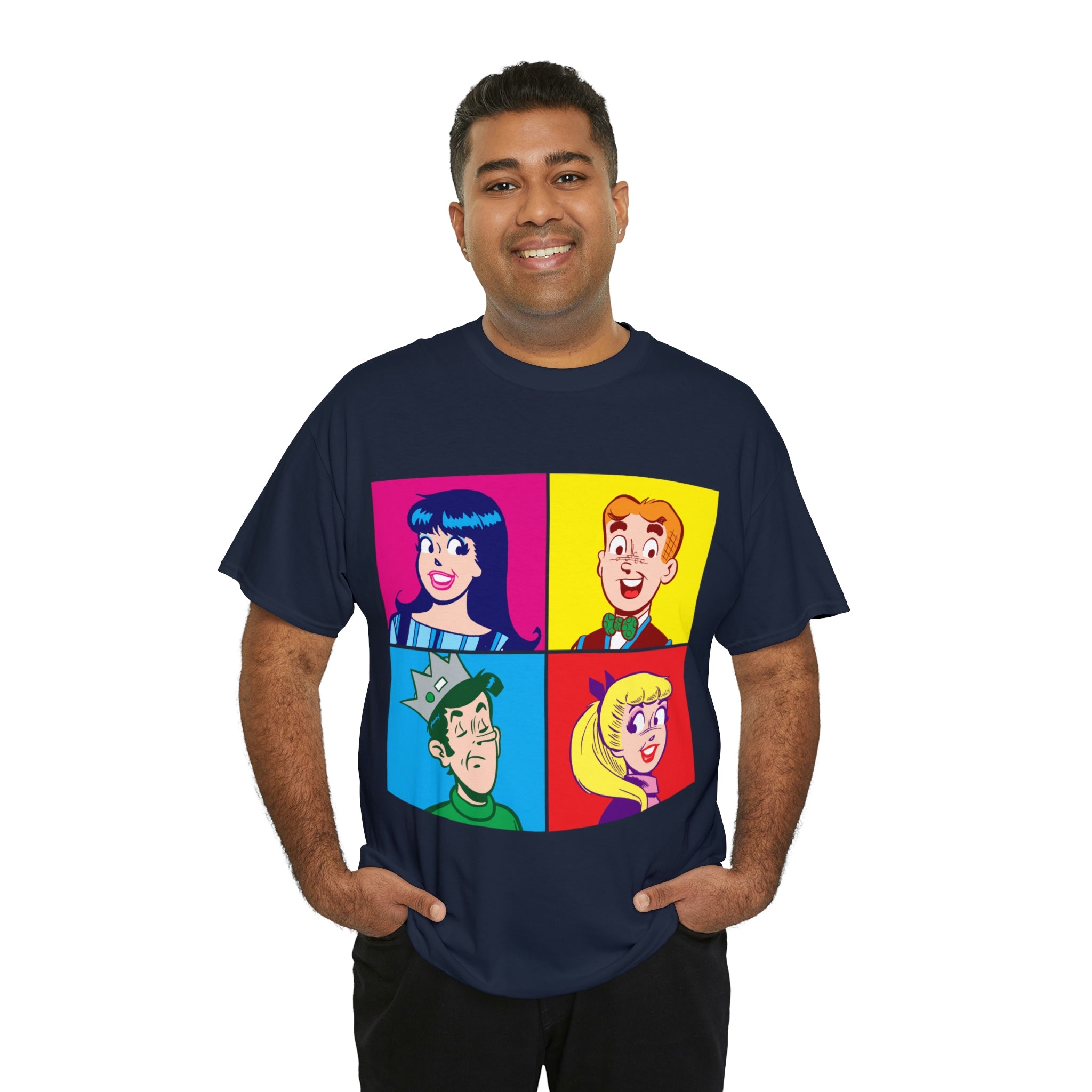 Vintage Pop Art Archie Comics Graphic T-Shirt - Unisex Heavy Cotton Tee Featuring Archie, Betty, Veronica & Jughead - Perfect for Comic Fans, Casual Wear & Retro Fashion