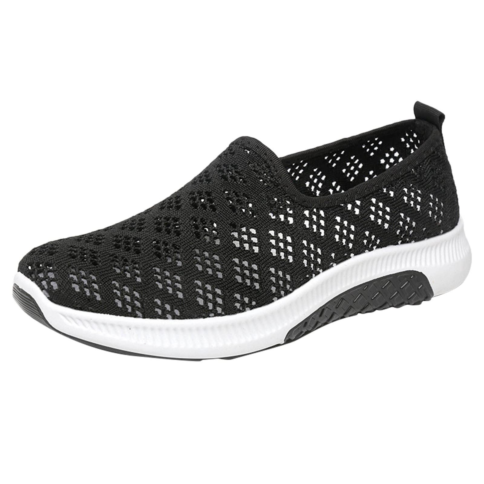 Women's Running Shoes - Breathable Mesh Sneakers for Casual Wear & Summer Activities - Flat Fashion Shoes to Hide Belly - Black Size 9 | Perfect for Jogging, Gym Workouts & Daily Walking