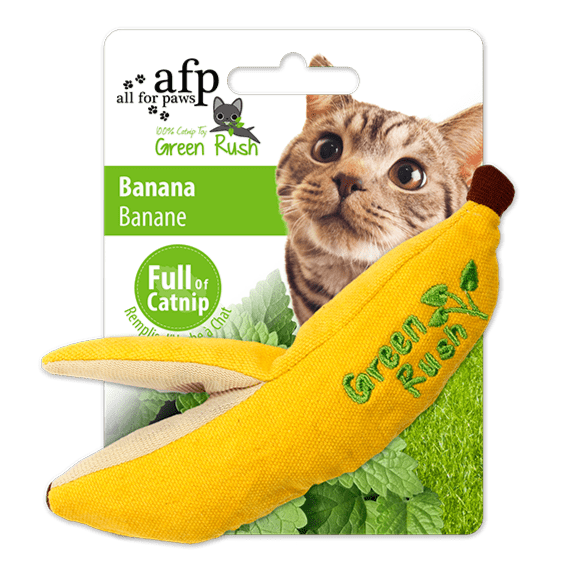 AFP Green Rush Banana Catnip Toy for Cats - Natural Catnip Infused Kitten Toy, Fun Interactive Play & Stress Relief - Perfect for Indoor Kittens, Playtime & Training