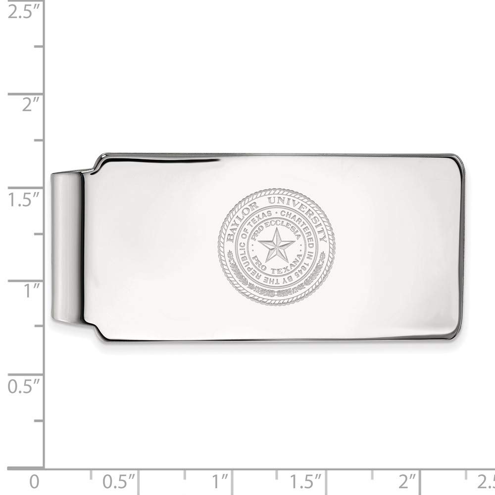Baylor Money Clip Crest in Sterling Silver - Slim & Elegant Wallet Accessory for Men - Perfect for Cash, Cards & ID | Gift for Graduation, Wedding & Business Professionals