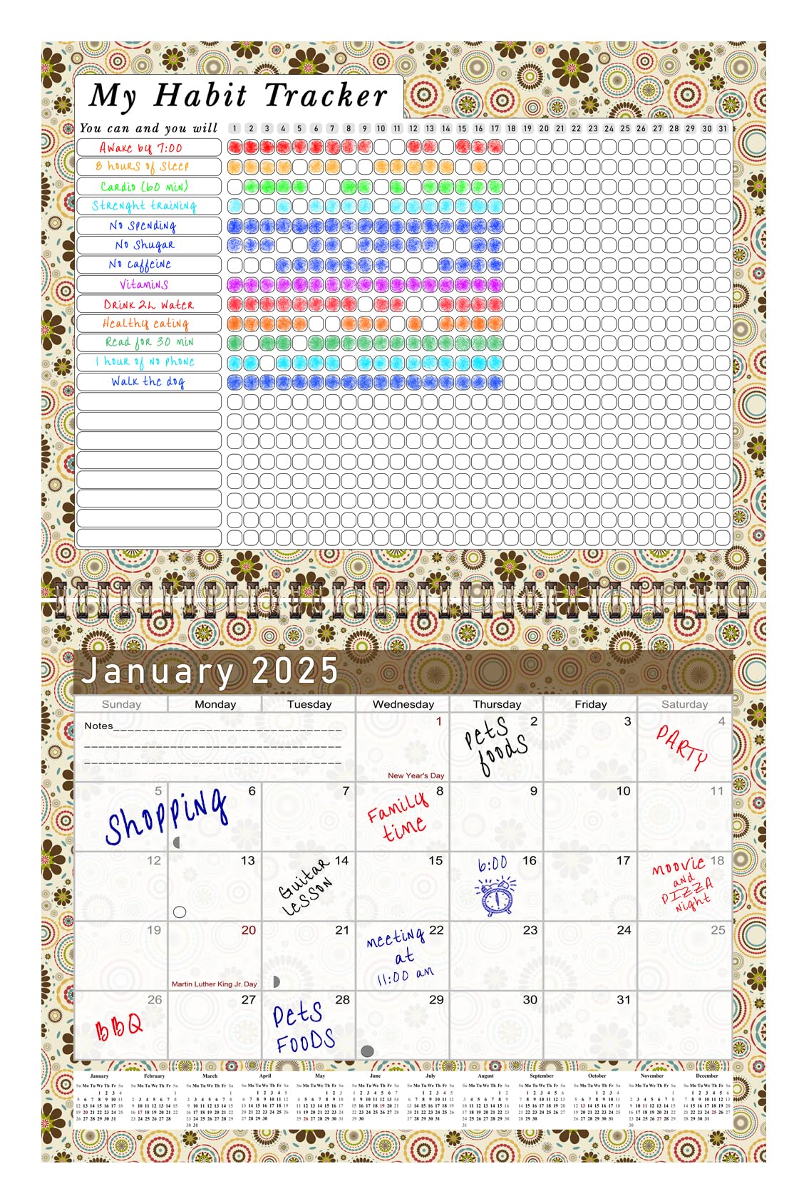 2025 Monthly Desktop & Wall Calendar Planner with Habit Tracker - Motivational Goal Journal for Daily, Weekly & Monthly Planning - Inspirational Productivity Tool (Edition #020) - Perfect for Office, Home & School Organization