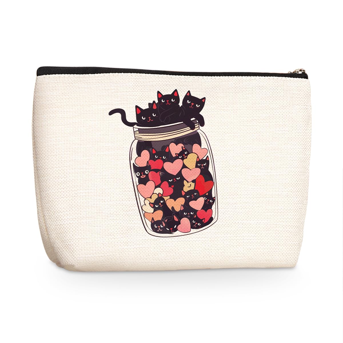 Wenboco Waterproof Cat Makeup Bag - Multicolor Fashion Pattern Cotton Linen Cosmetic Pouch for Women & Men - Perfect for Travel, Gym & Daily Essentials Storage