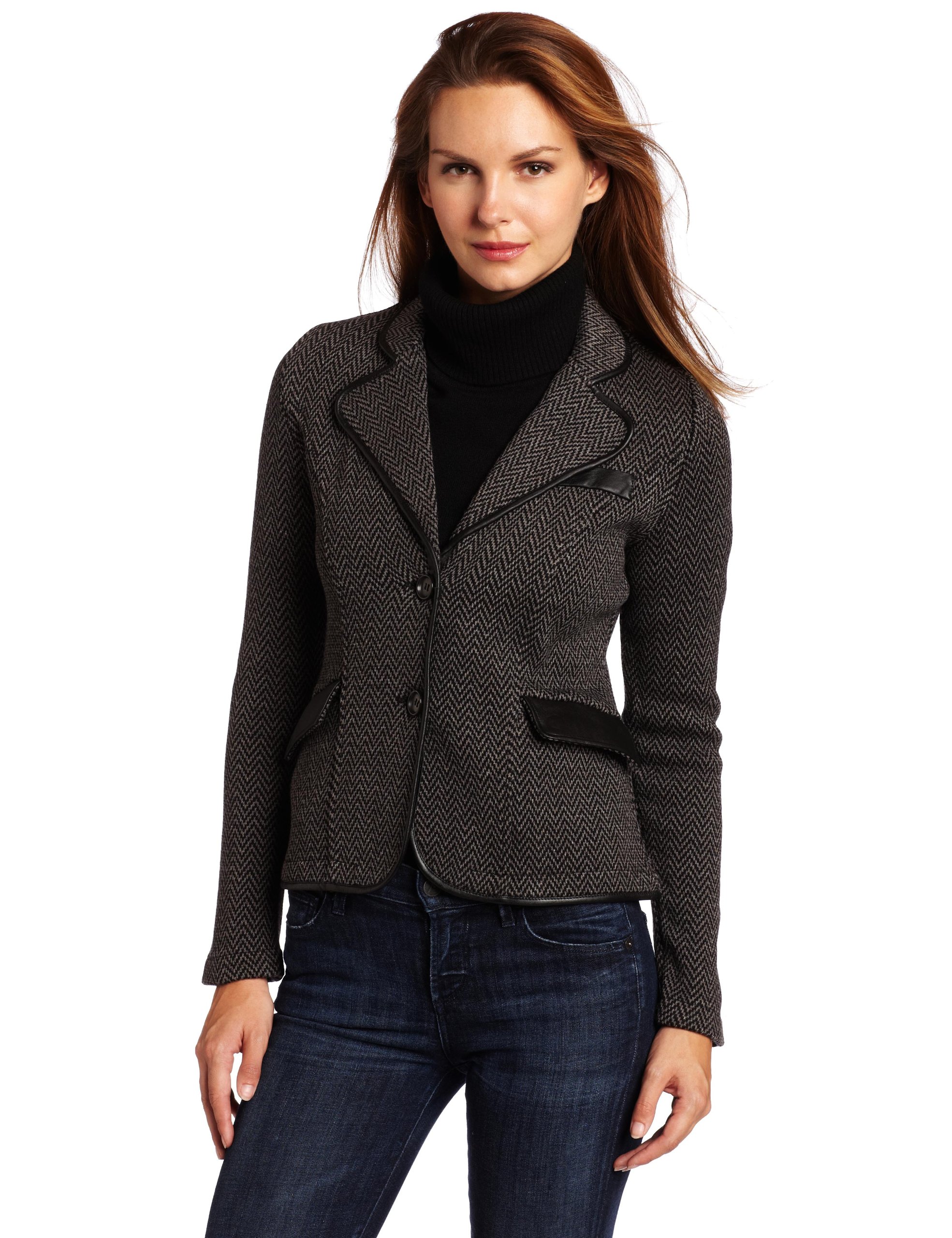 525 America Women's Herringbone Blazer - Classic Tailored Jacket for Office, Business & Formal Events | Premium Wool Blend Workwear for Professional Women