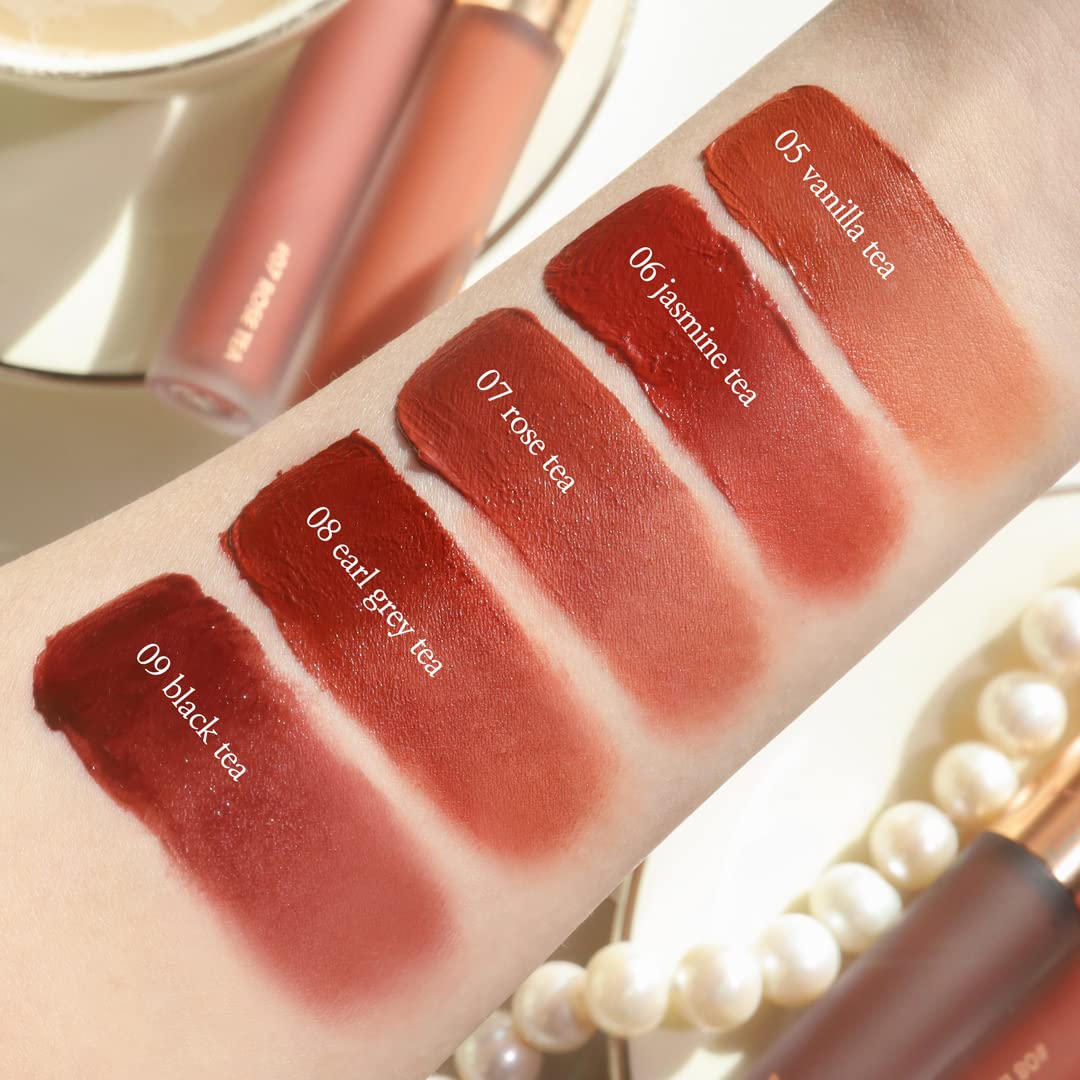 Rom&nd Milk Tea Velvet Tint Matte Liquid Lipstick - Long Lasting MLBB Lip Stain (07 Rose Tea, 0.15oz) | K-Beauty Cosmetics for Everyday Wear & Special Occasions