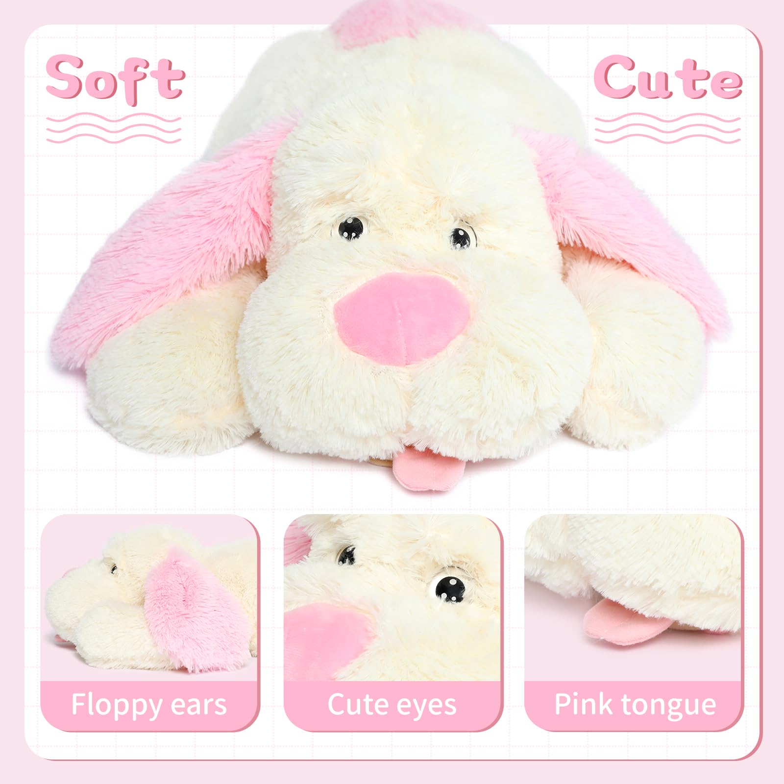 MorisMos 31 Inch Large Dog Stuffed Animal - Extra Big Soft Plush Puppy Pillow Toy for Kids & Girls | Perfect for Cuddling, Nursery Decor, and Gift Giving